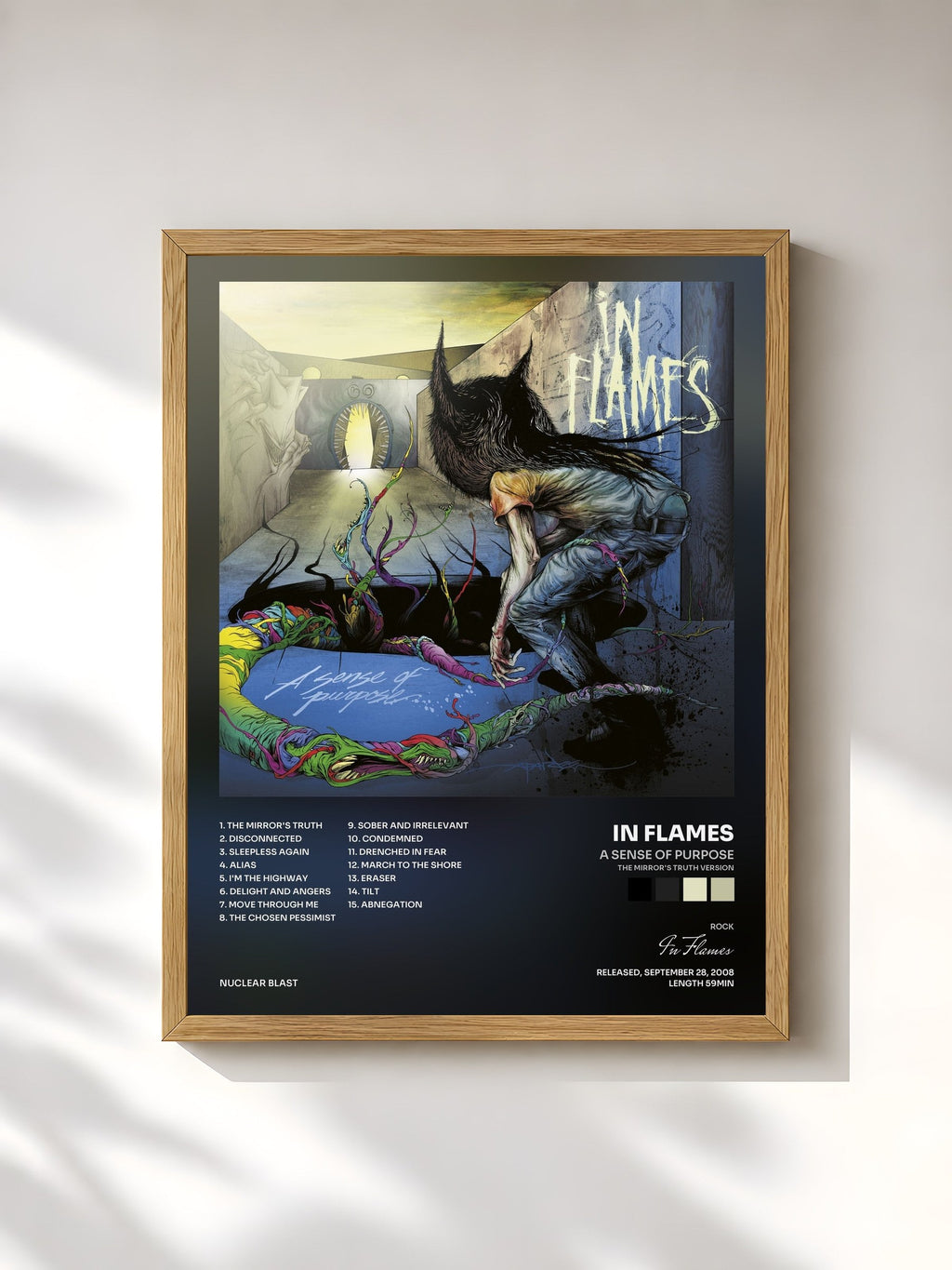 #bois Tableau de l'album A Sense of Purpose (The Mirror's Truth Version) de In Flames, cadre en bois brut, imprimé et encadré en France