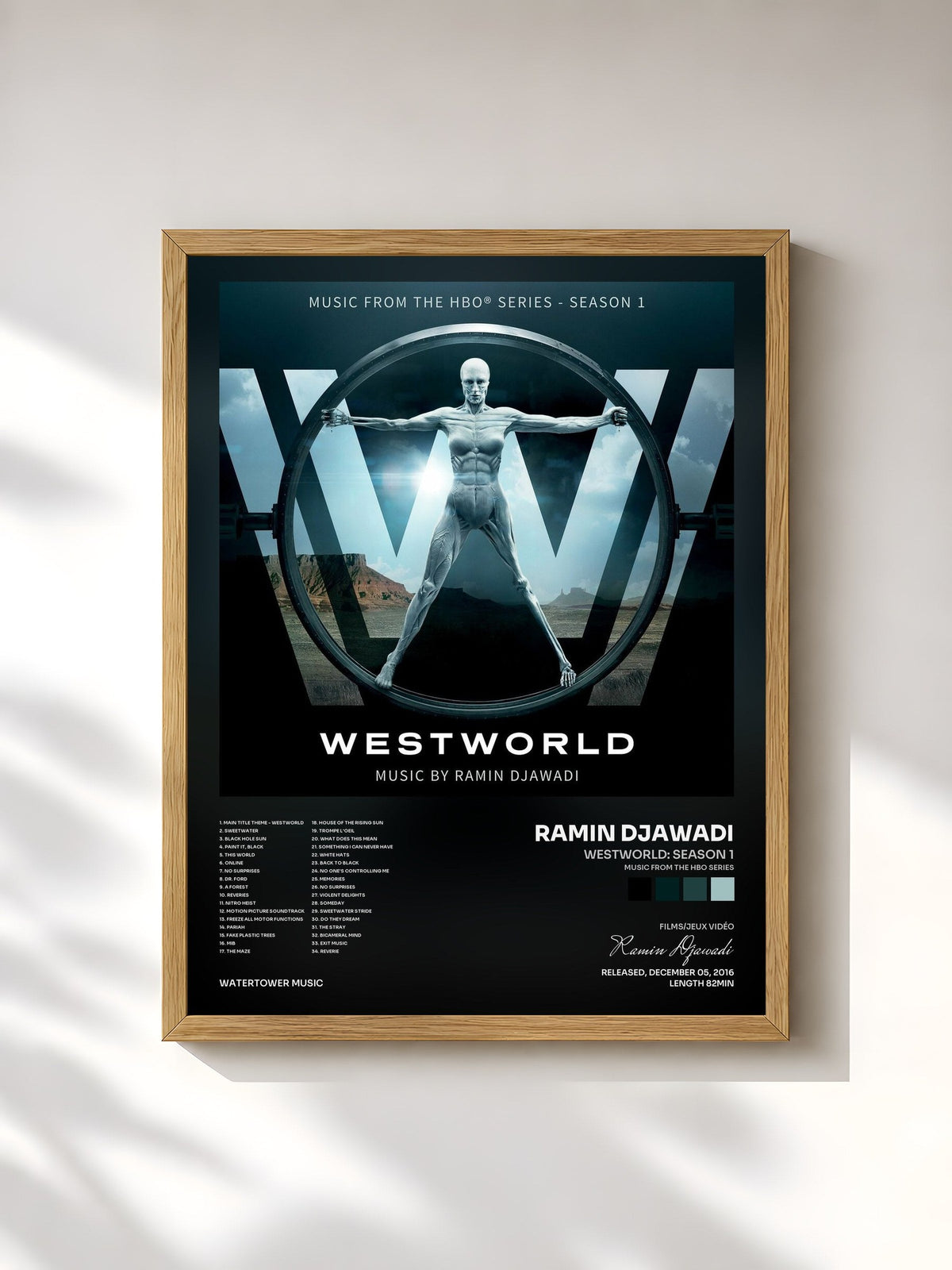 #bois Tableau de l'album Westworld: Season 1 (Music from the HBO Series) de Ramin Djawadi, cadre en bois brut, imprimé et encadré en France