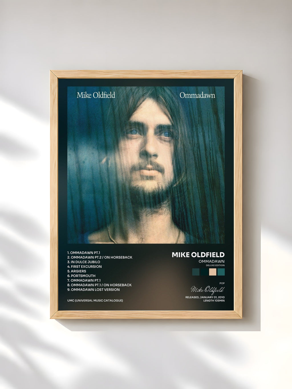 #bois Tableau de l'album Ommadawn (Deluxe Edition) de Mike Oldfield, cadre en bois brut, imprimé et encadré en France