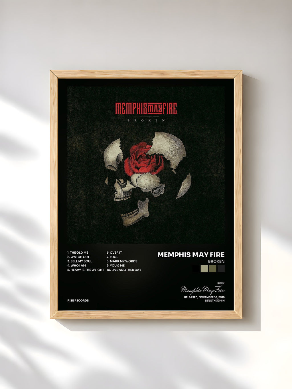 #bois Tableau de l'album Broken de Memphis May Fire, cadre en bois brut, imprimé et encadré en France