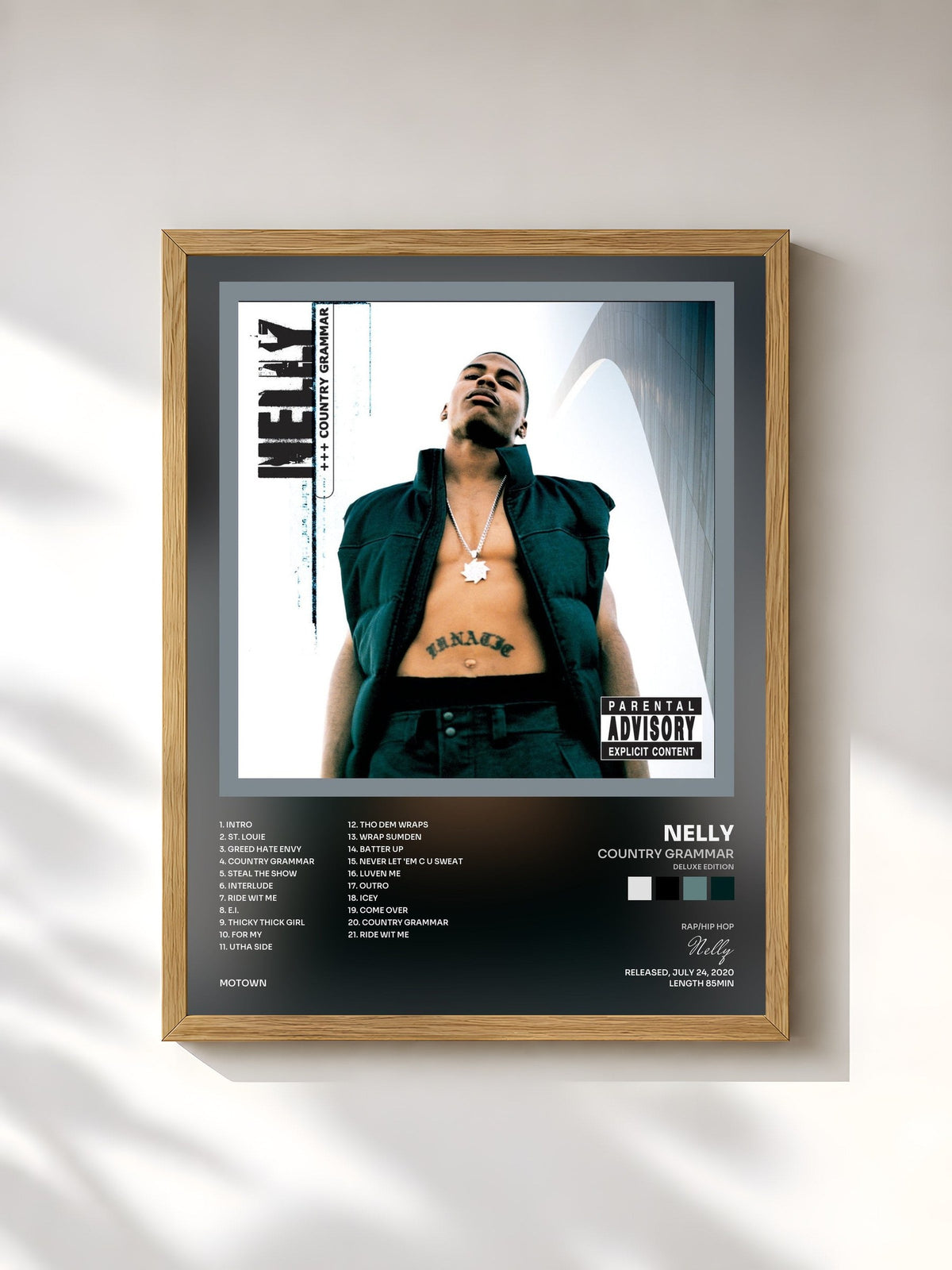 #bois Tableau de l'album Country Grammar (Deluxe Edition) de Nelly, cadre en bois brut, imprimé et encadré en France