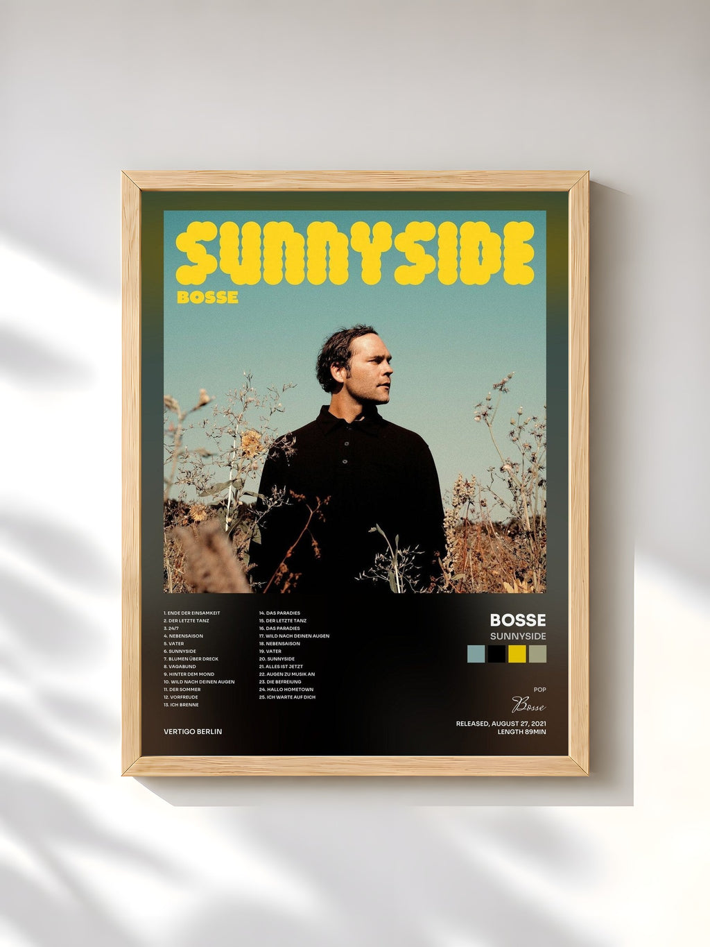 #bois Tableau de l'album Sunnyside de Bosse, cadre en bois brut, imprimé et encadré en France