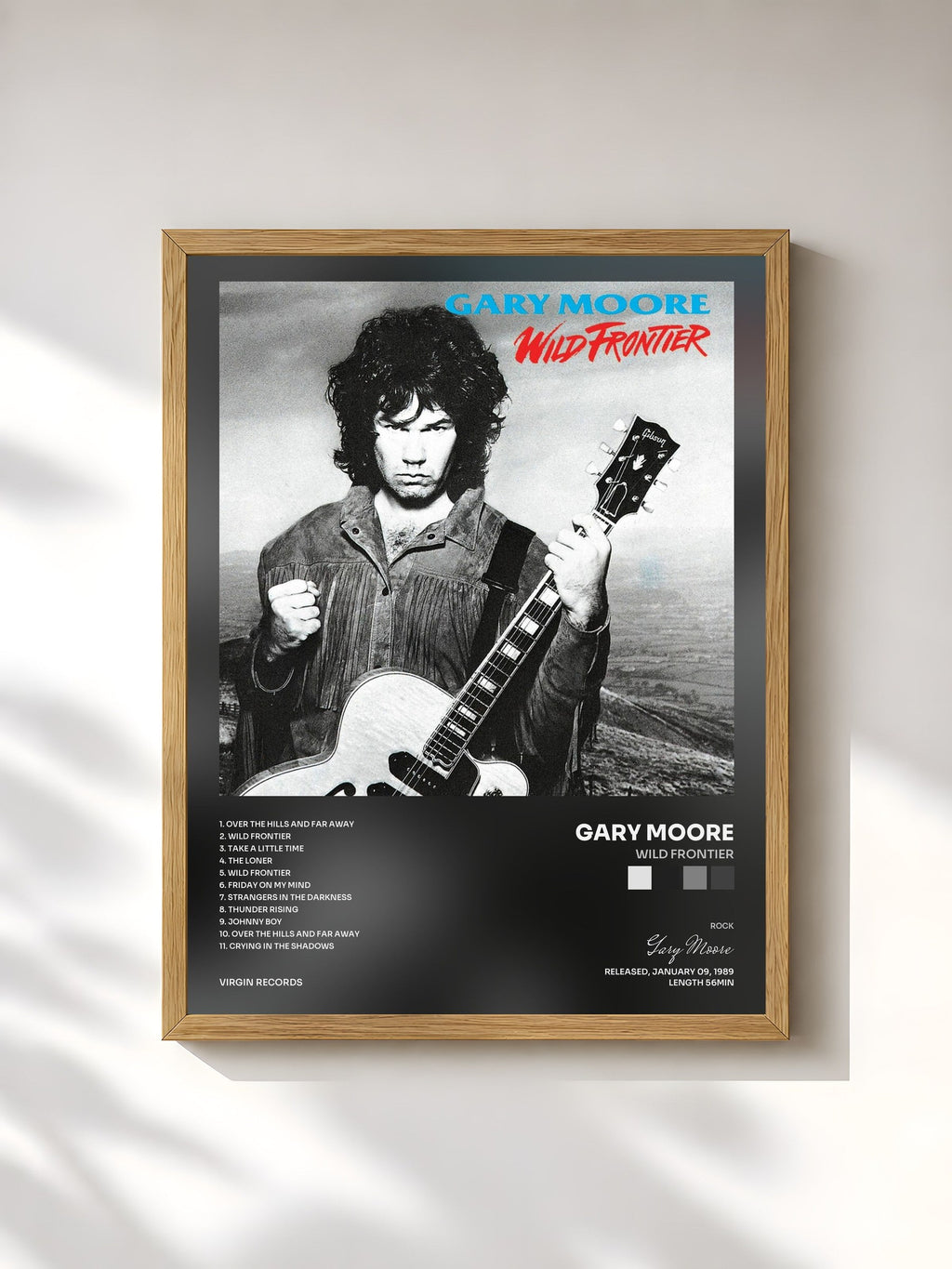 #bois Tableau de l'album Wild Frontier de Gary Moore, cadre en bois brut, imprimé et encadré en France