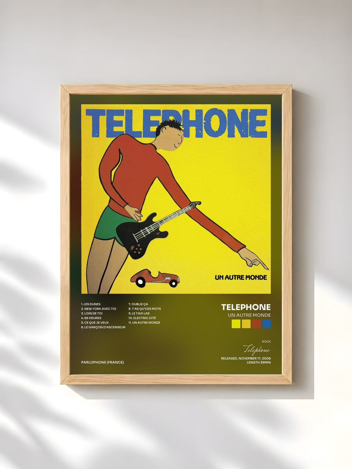 #bois Tableau de l'album Un Autre Monde de Telephone, cadre en bois brut, imprimé et encadré en France