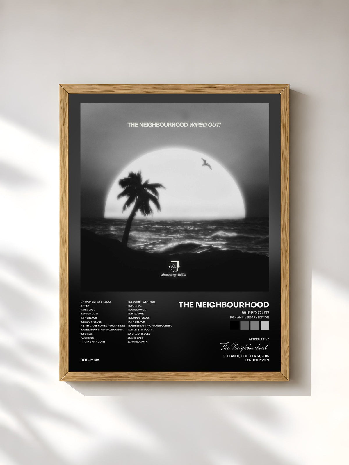 #bois Tableau de l'album Wiped Out! (10th Anniversary Edition) de The Neighbourhood, cadre en bois brut, imprimé et encadré en France