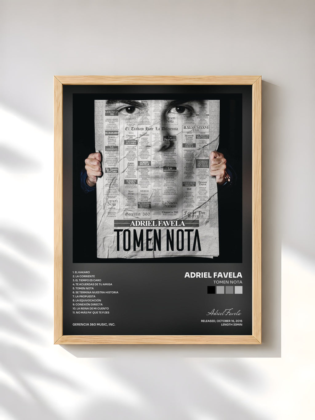 #bois Tableau de l'album Tomen Nota de Adriel Favela, cadre en bois brut, imprimé et encadré en France