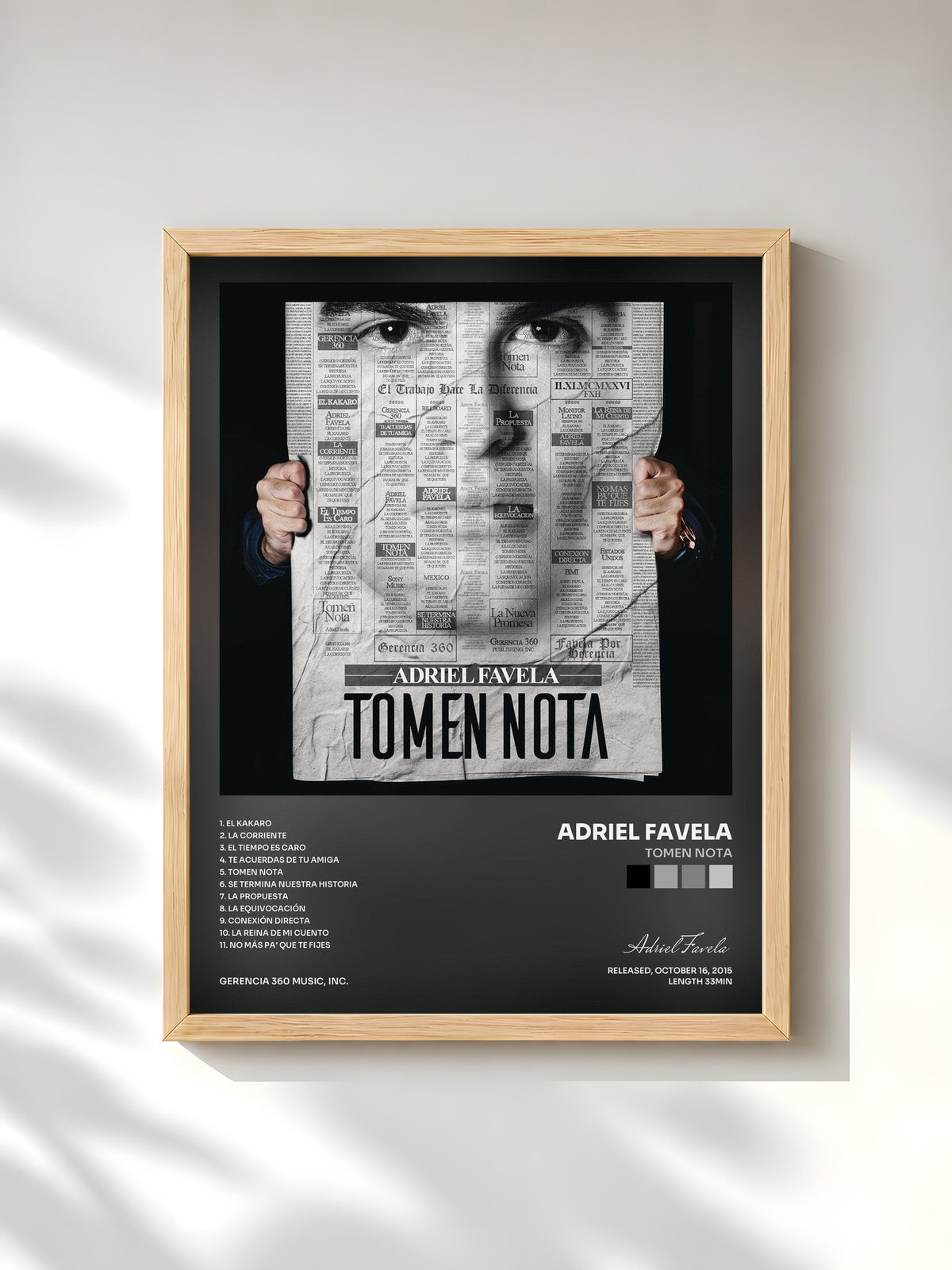 #bois Tableau de l'album Tomen Nota de Adriel Favela, cadre en bois brut, imprimé et encadré en France