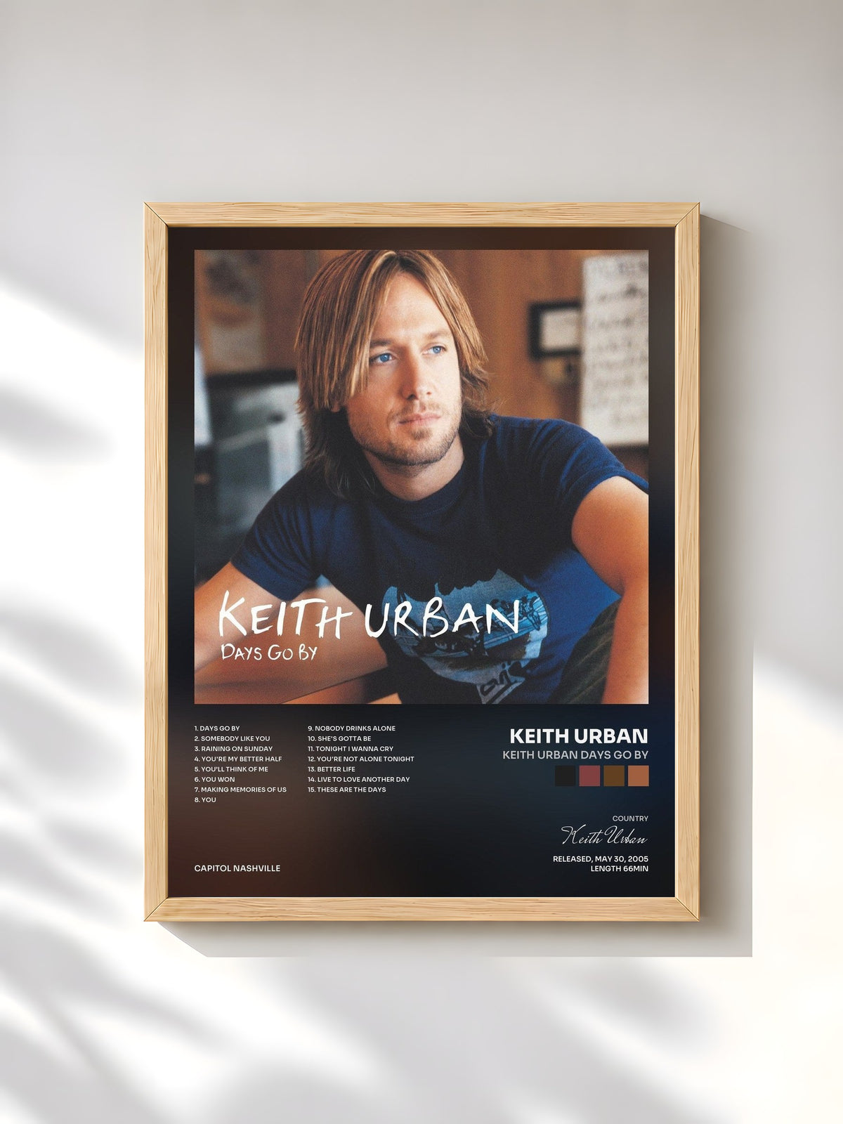 #bois Tableau de l'album Keith Urban Days Go By de Keith Urban, cadre en bois brut, imprimé et encadré en France