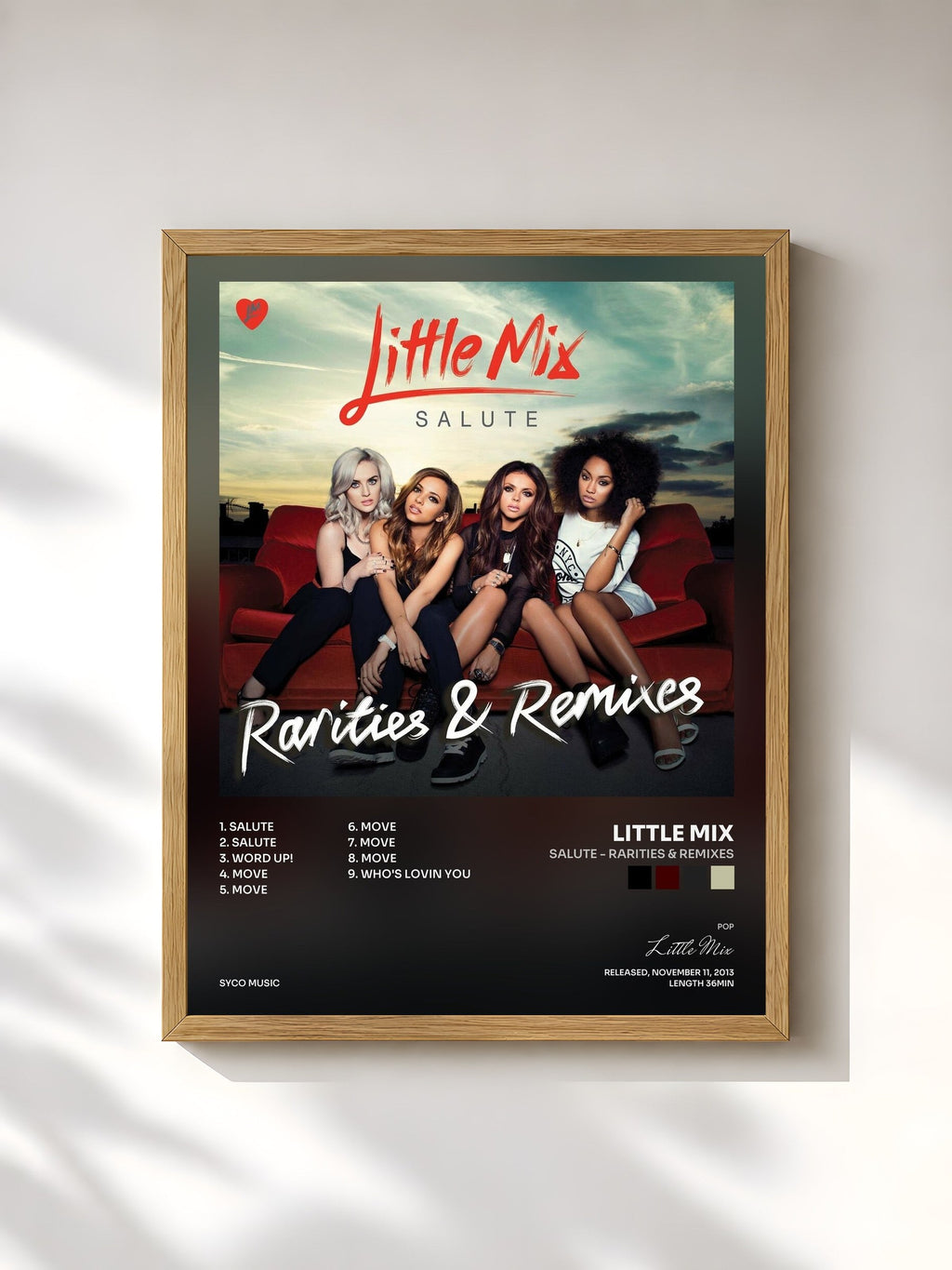 #bois Tableau de l'album Salute - Rarities & Remixes de Little Mix, cadre en bois brut, imprimé et encadré en France