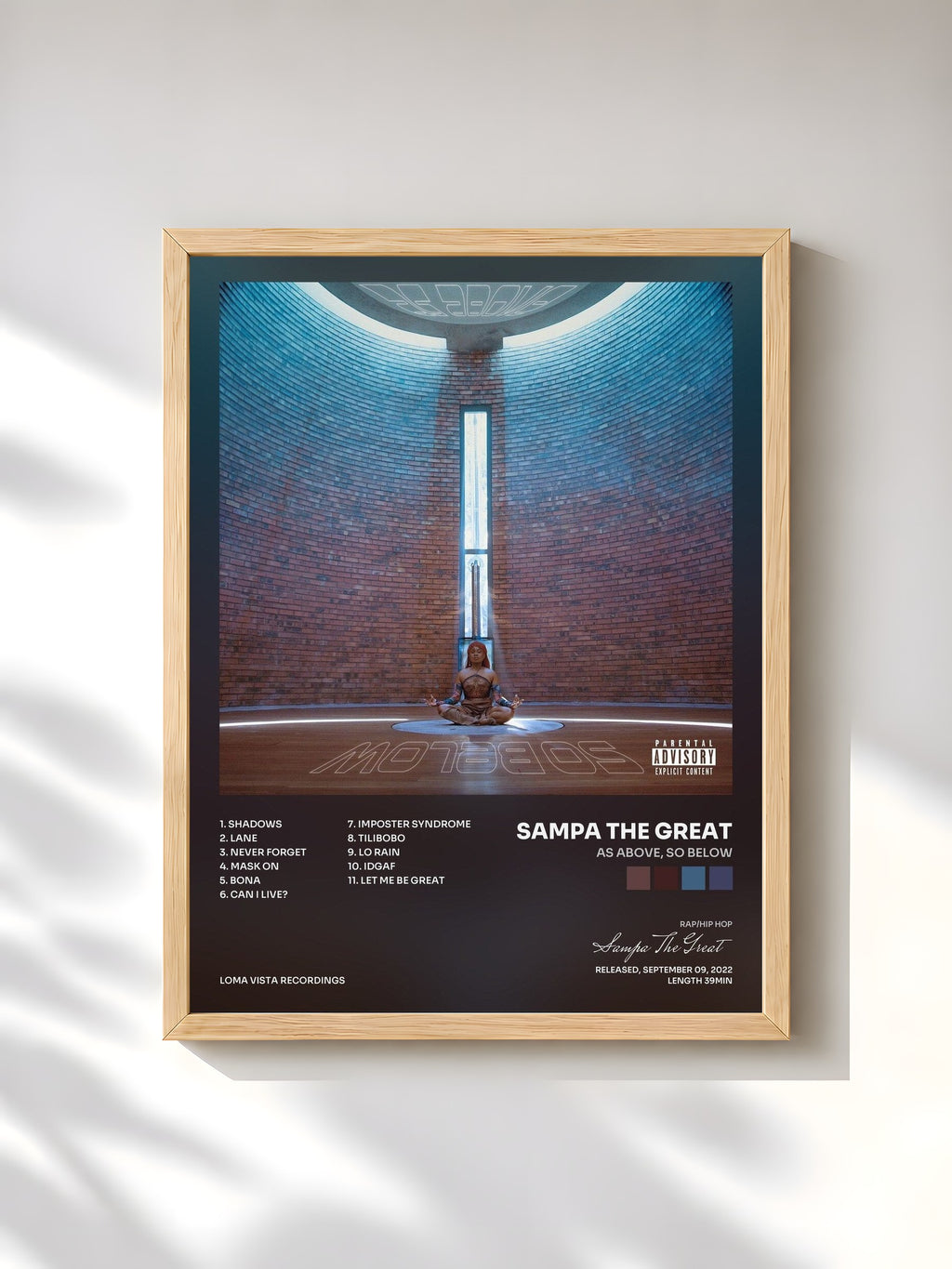 #bois Tableau de l'album As Above, So Below de Sampa The Great, cadre en bois brut, imprimé et encadré en France