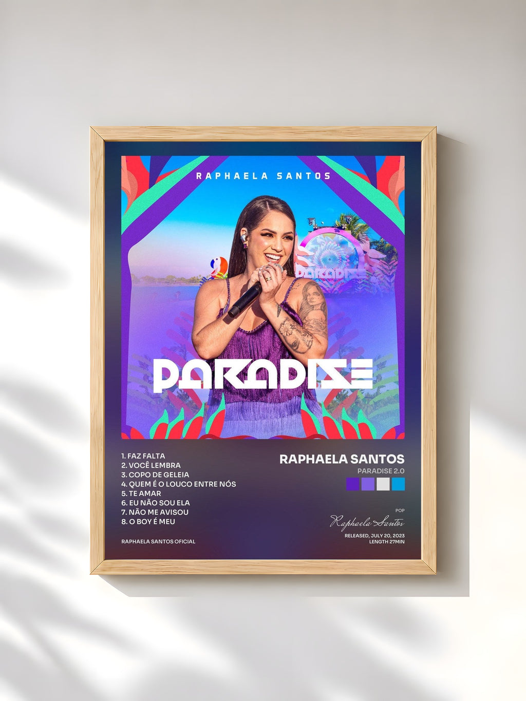 #bois Tableau de l'album Paradise 2.0 de Raphaela Santos, cadre en bois brut, imprimé et encadré en France