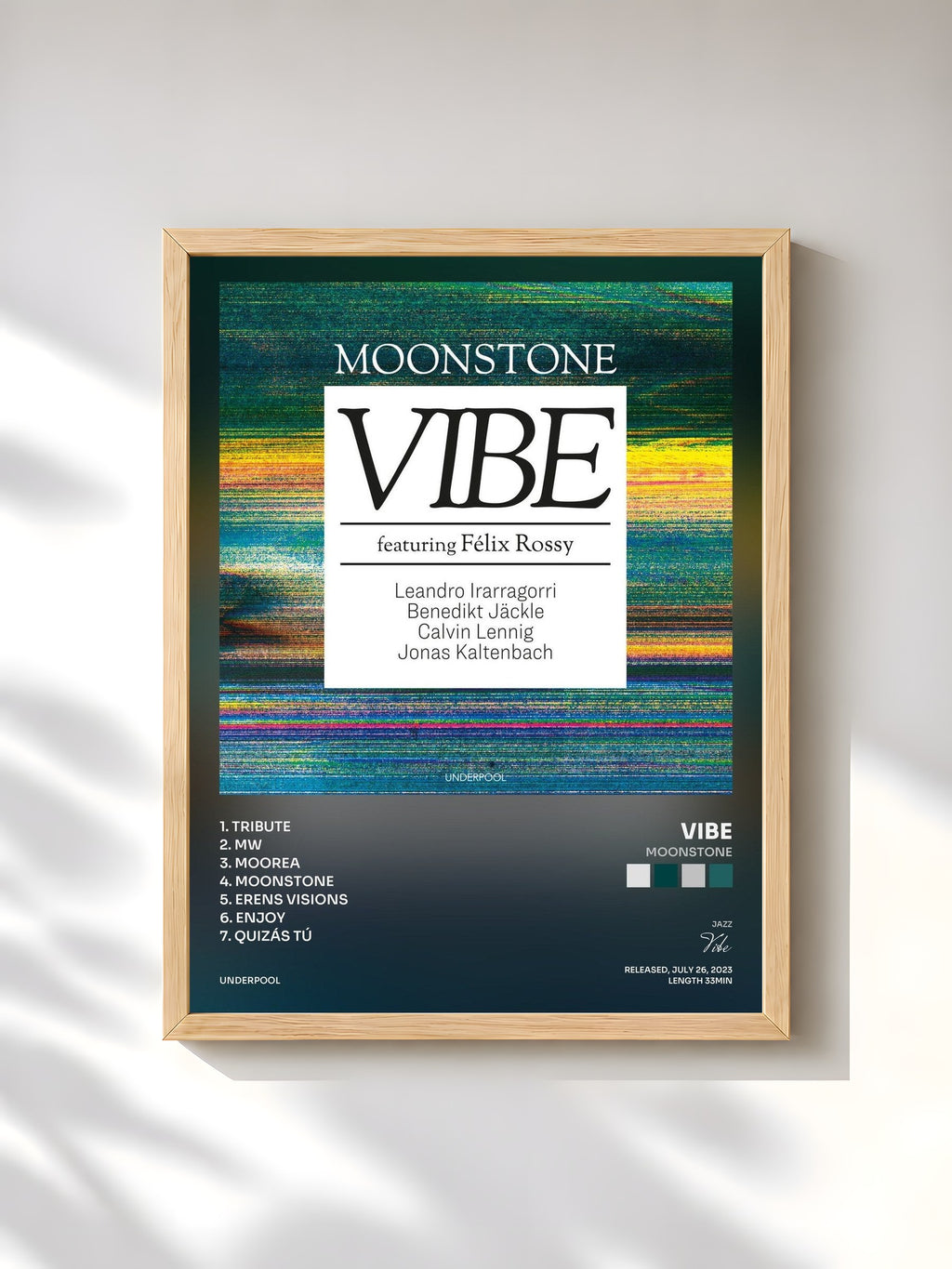 #bois Tableau de l'album Moonstone de Vibe, cadre en bois brut, imprimé et encadré en France