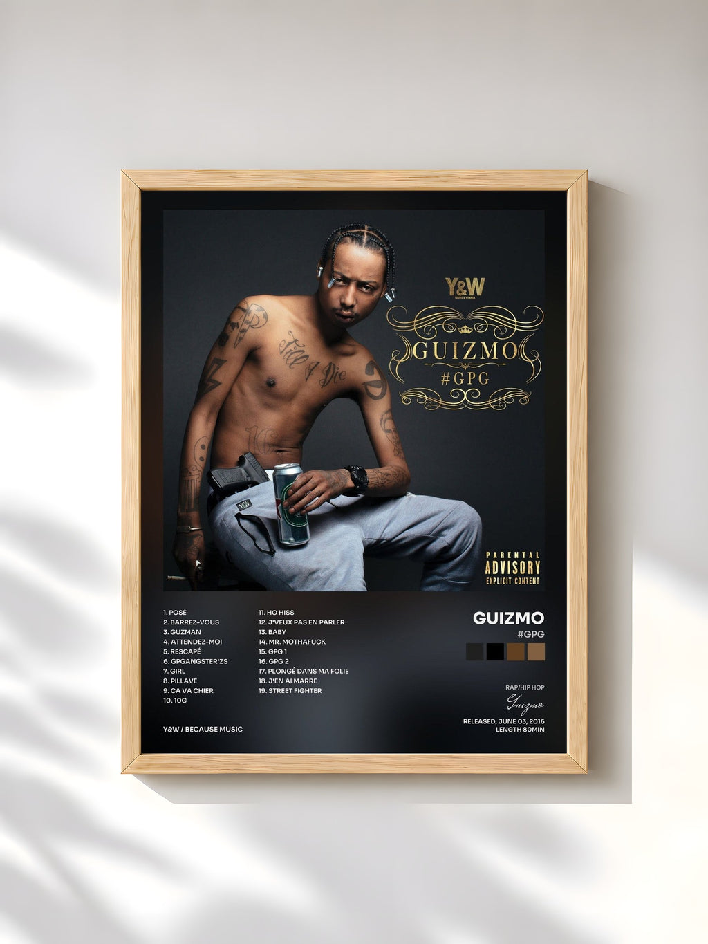 #bois Tableau de l'album #GPG de Guizmo, cadre en bois brut, imprimé et encadré en France