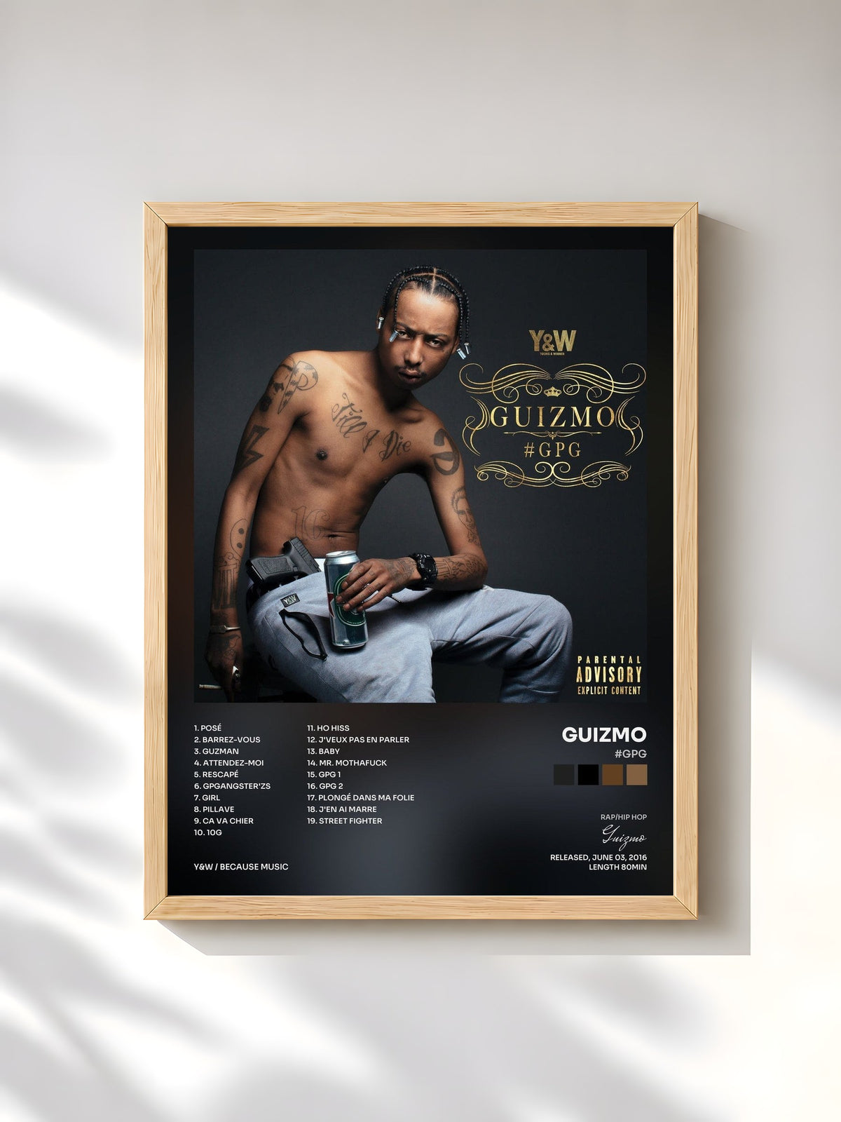 #bois Tableau de l'album #GPG de Guizmo, cadre en bois brut, imprimé et encadré en France