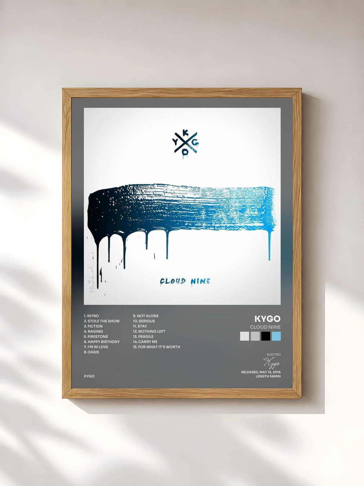 #bois Tableau de l'album Cloud Nine de Kygo, cadre en bois brut, imprimé et encadré en France