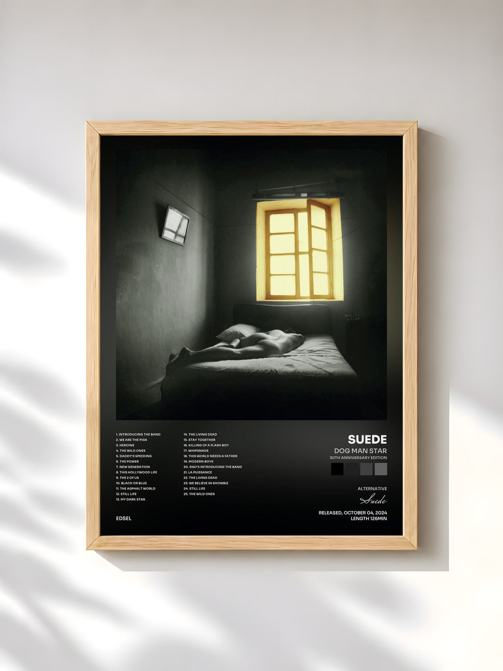 #bois Tableau de l'album Dog Man Star (30th Anniversary Edition) de Suede, cadre en bois brut, imprimé et encadré en France