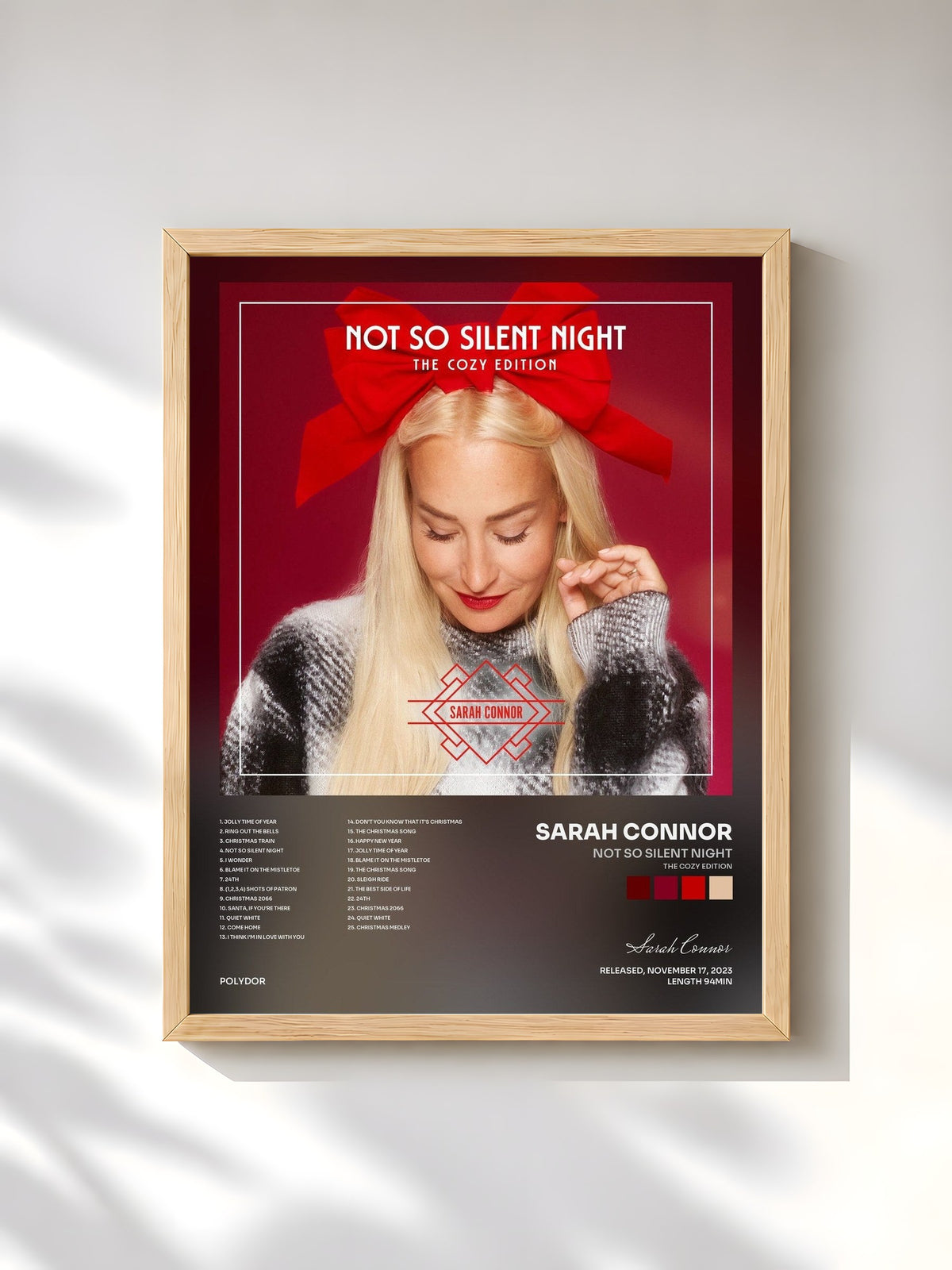#bois Tableau de l'album Not So Silent Night (The Cozy Edition) de Sarah Connor, cadre en bois brut, imprimé et encadré en France