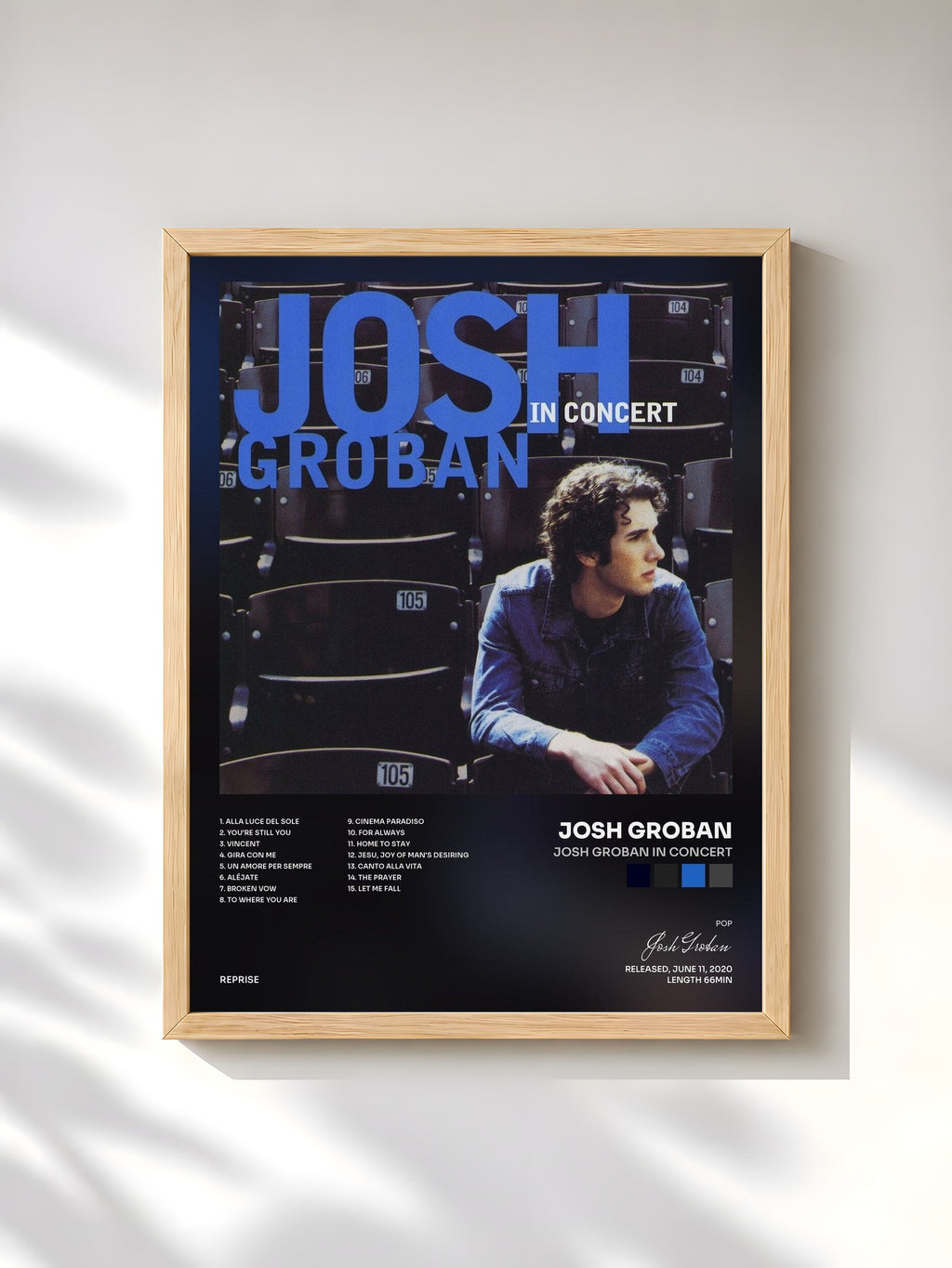 #bois Tableau de l'album Josh Groban In Concert de Josh Groban, cadre en bois brut, imprimé et encadré en France