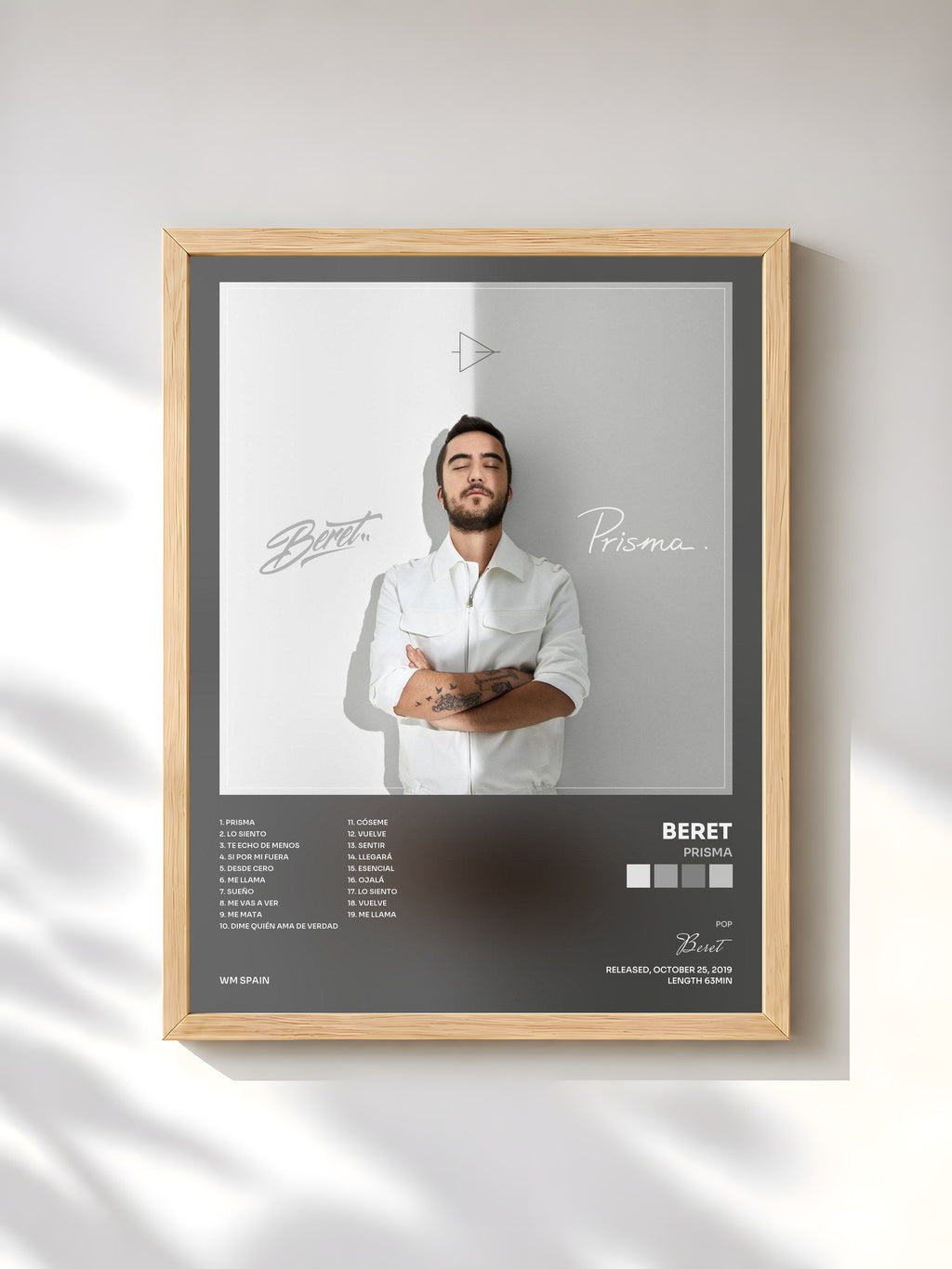 #bois Tableau de l'album Prisma de Beret, cadre en bois brut, imprimé et encadré en France