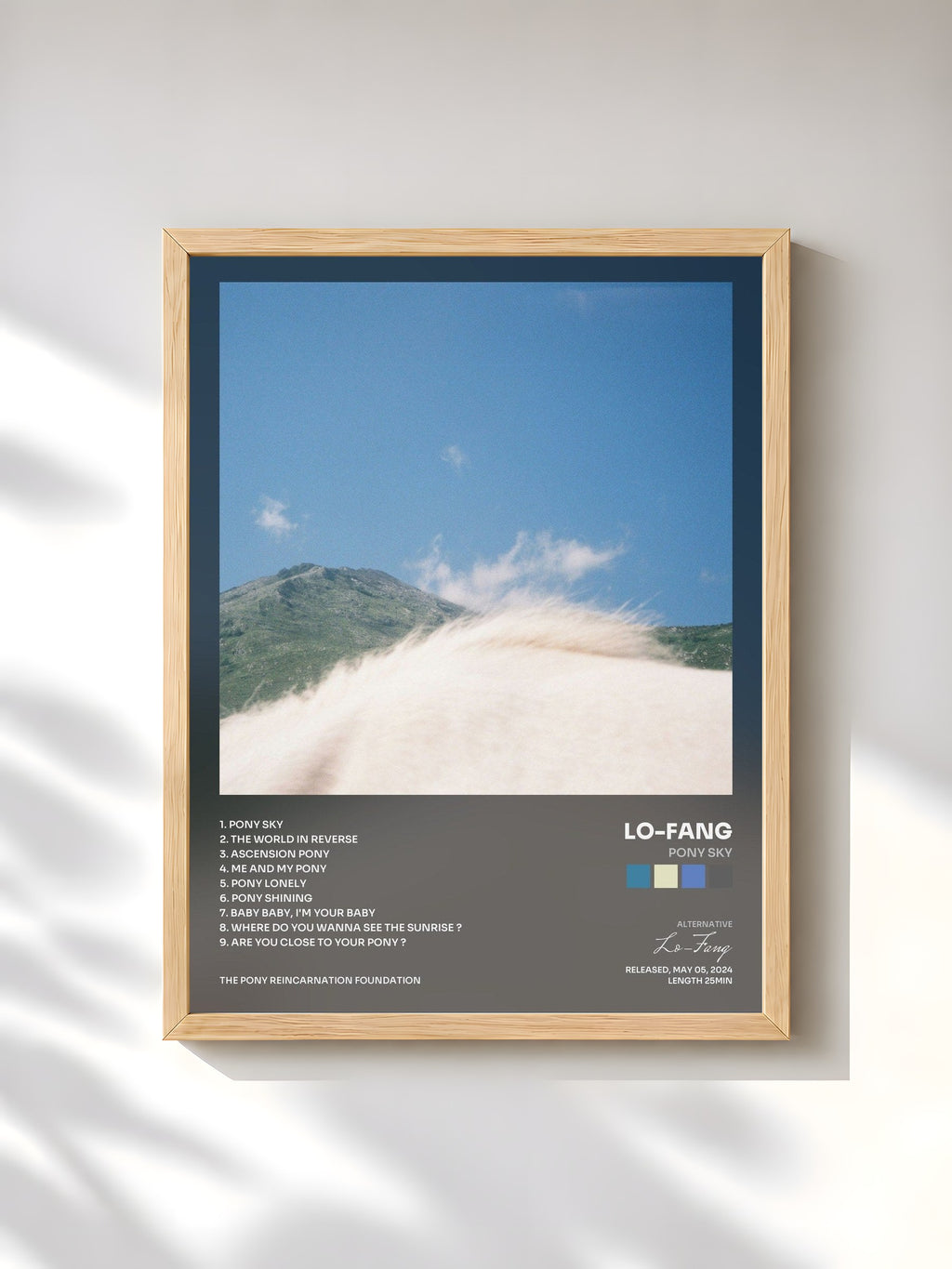 #bois Tableau de l'album Pony Sky de Lo-Fang, cadre en bois brut, imprimé et encadré en France