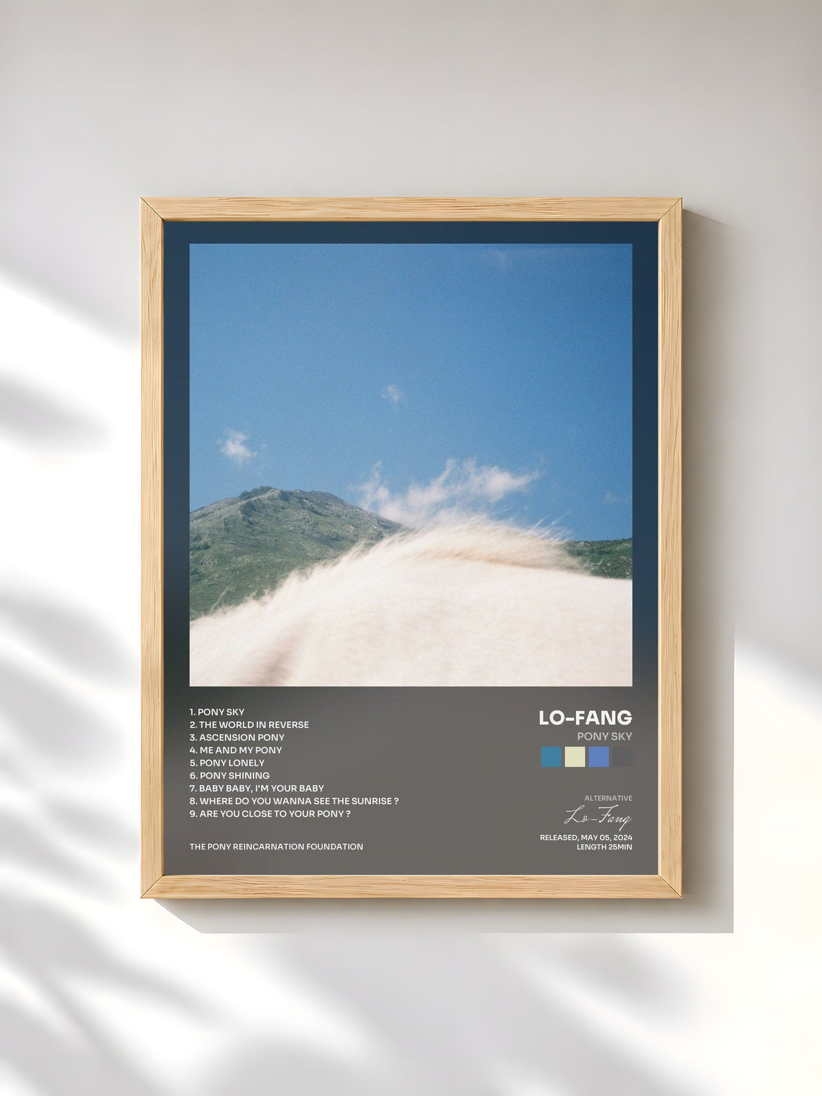 #bois Tableau de l'album Pony Sky de Lo-Fang, cadre en bois brut, imprimé et encadré en France