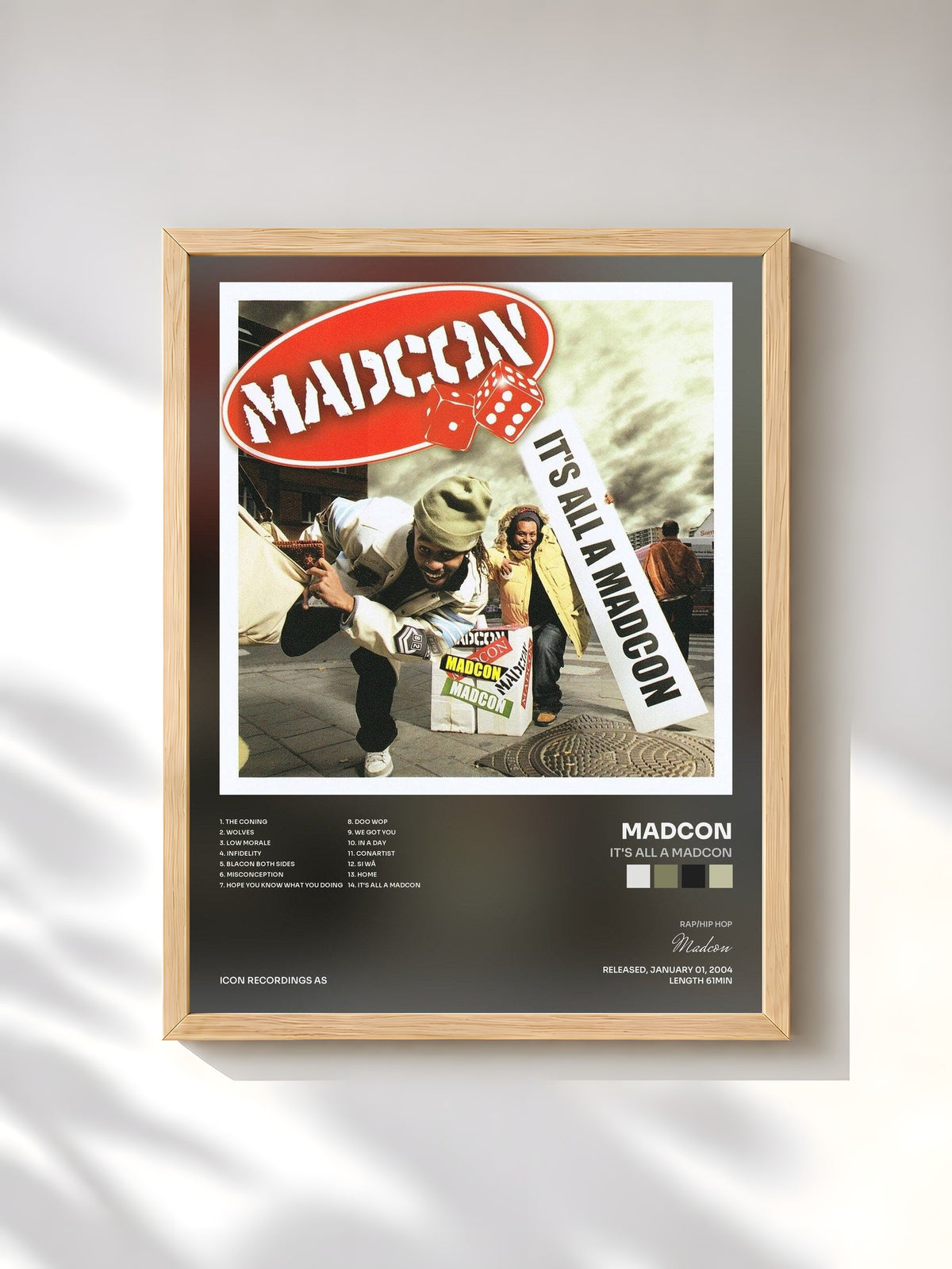 #bois Tableau de l'album It's All a Madcon de Madcon, cadre en bois brut, imprimé et encadré en France