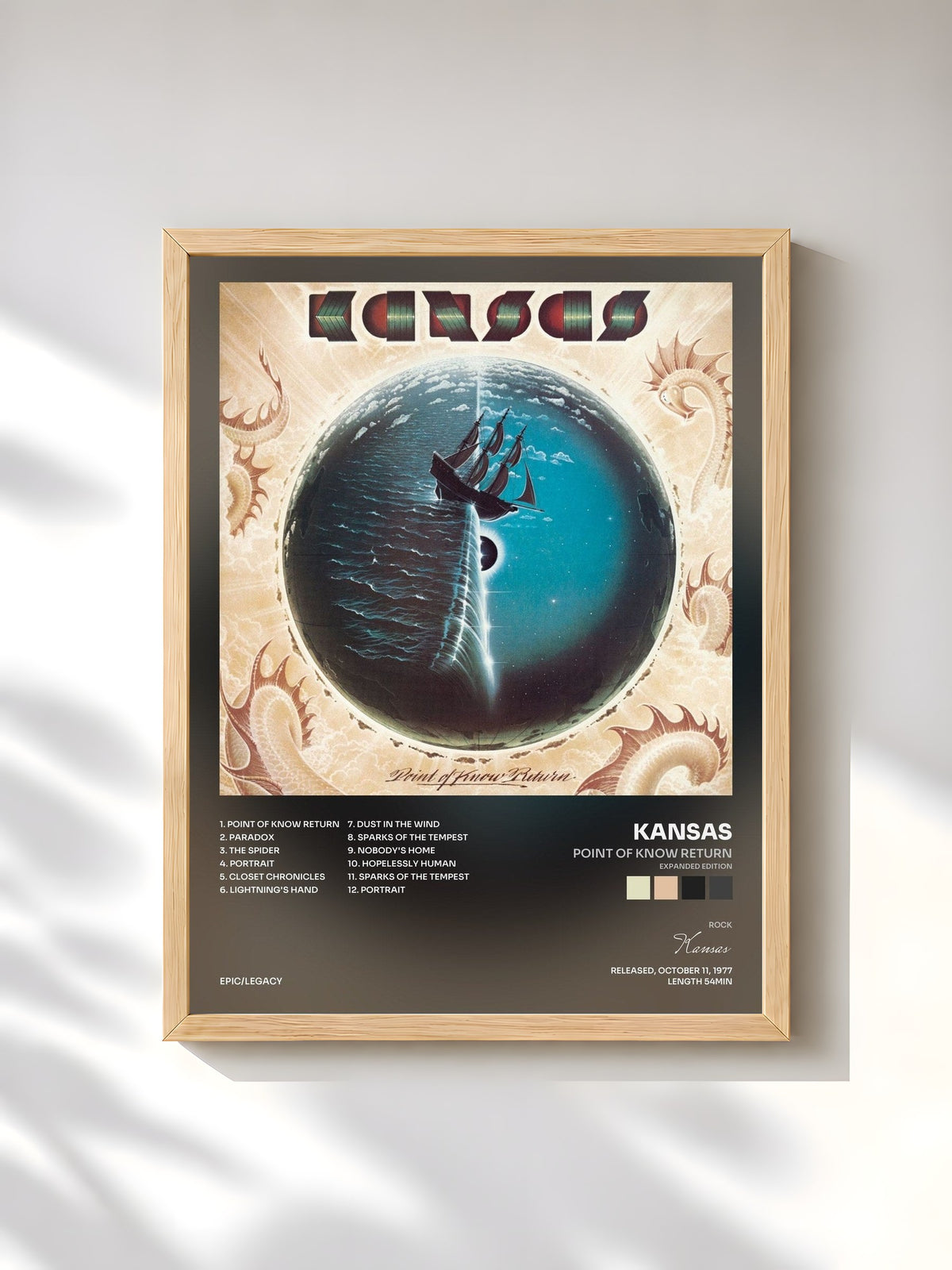 #bois Tableau de l'album Point Of Know Return (Expanded Edition) de Kansas, cadre en bois brut, imprimé et encadré en France
