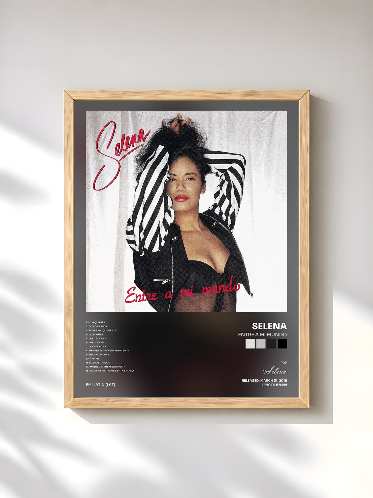 #bois Tableau de l'album Entre A Mi Mundo de Selena, cadre en bois brut, imprimé et encadré en France