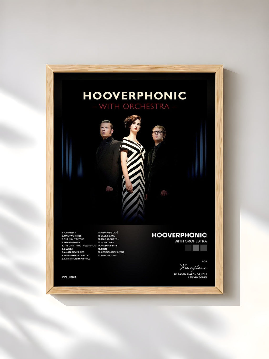 #bois Tableau de l'album With Orchestra de Hooverphonic, cadre en bois brut, imprimé et encadré en France