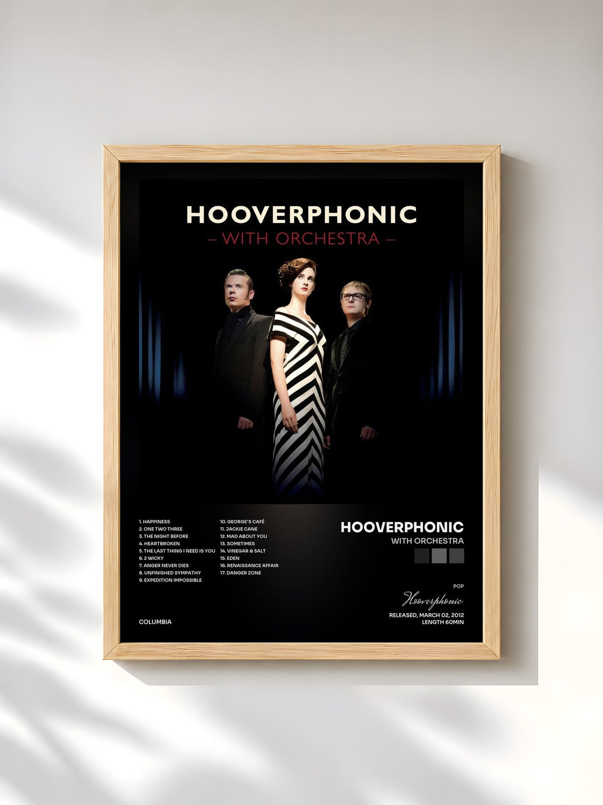 #bois Tableau de l'album With Orchestra de Hooverphonic, cadre en bois brut, imprimé et encadré en France