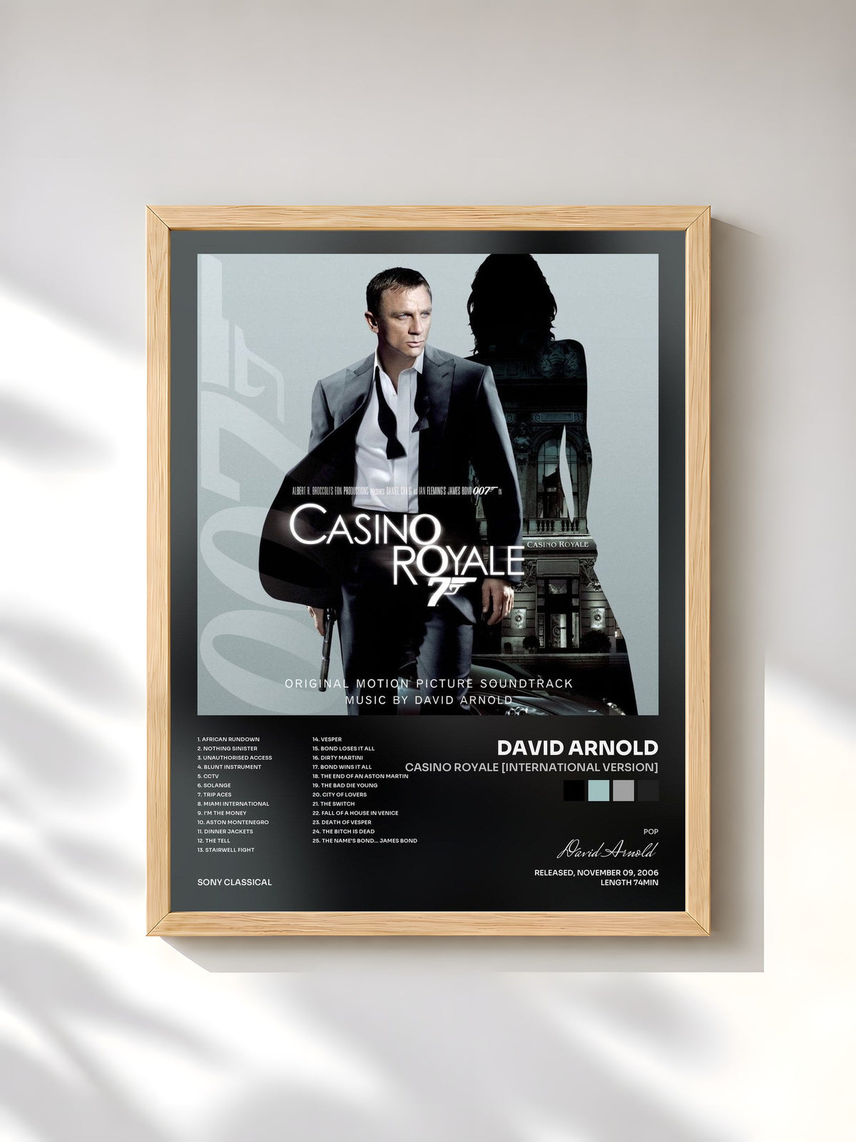 #bois Tableau de l'album Casino Royale [International Version] de David Arnold, cadre en bois brut, imprimé et encadré en France