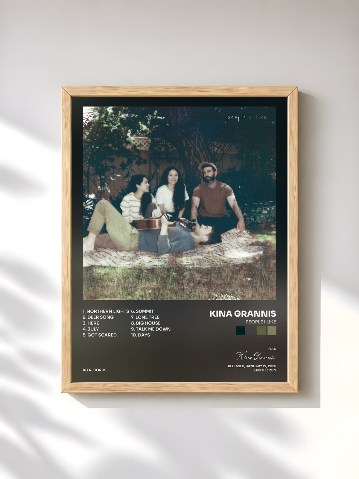 #bois Tableau de l'album people i like de Kina Grannis, cadre en bois brut, imprimé et encadré en France