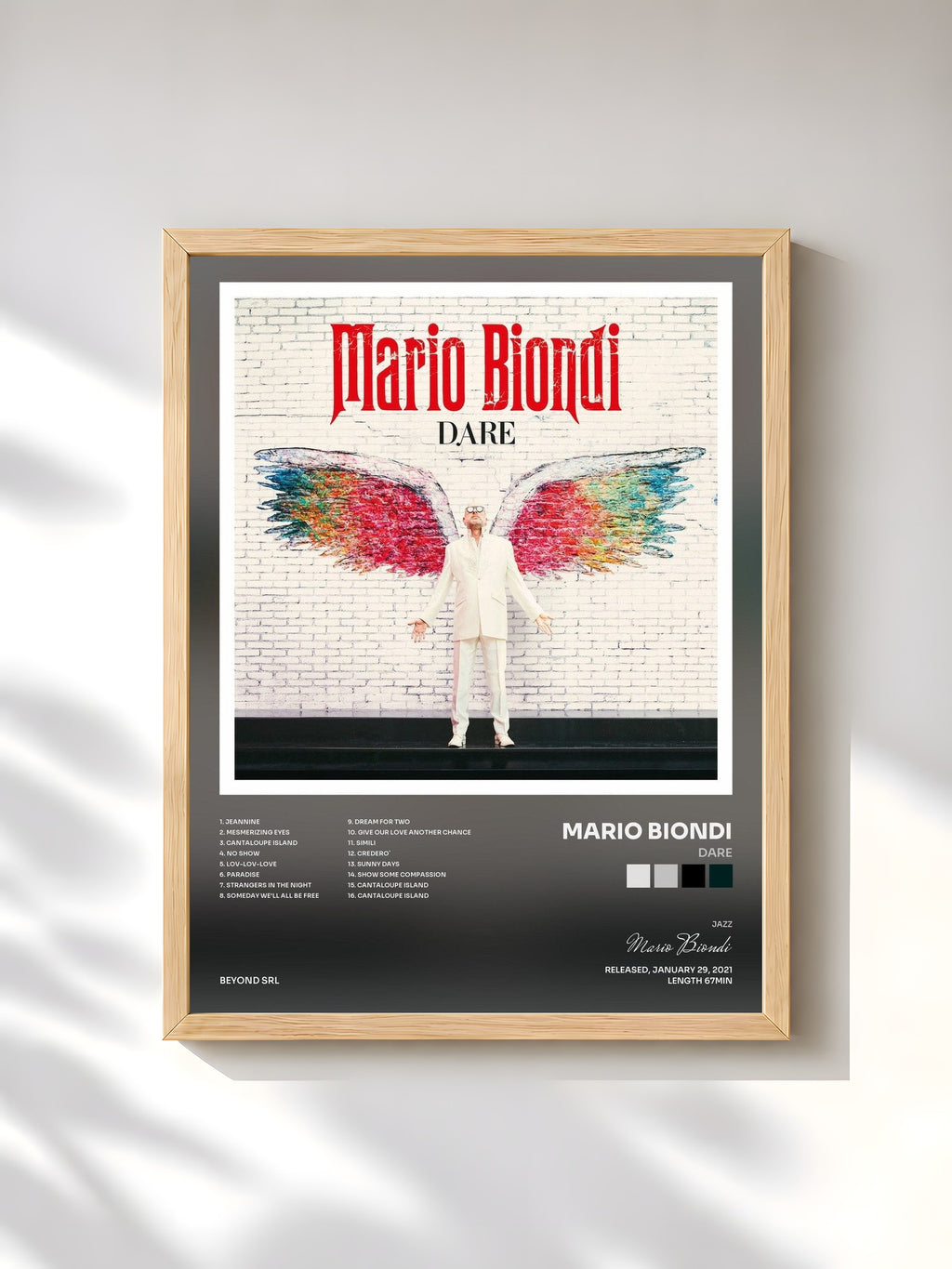 #bois Tableau de l'album Dare de Mario Biondi, cadre en bois brut, imprimé et encadré en France