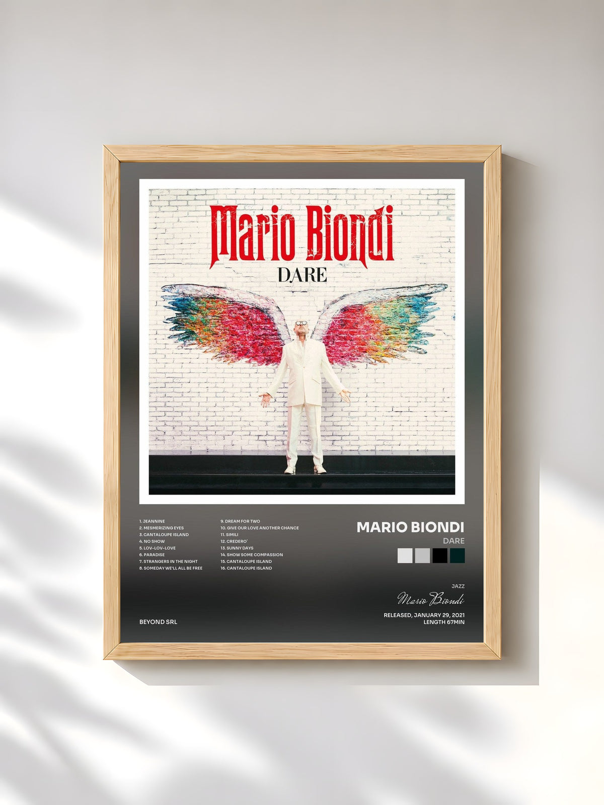 #bois Tableau de l'album Dare de Mario Biondi, cadre en bois brut, imprimé et encadré en France