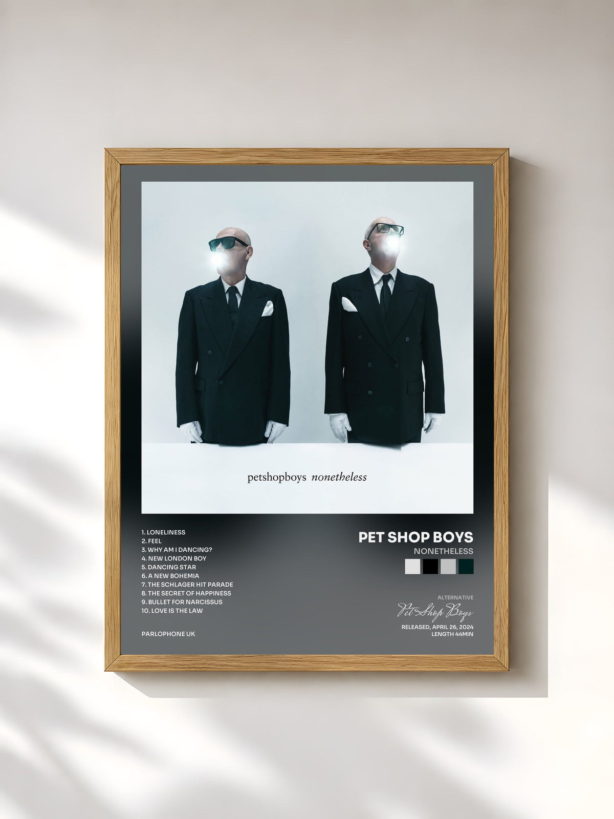 #bois Tableau de l'album Nonetheless de Pet Shop Boys, cadre en bois brut, imprimé et encadré en France