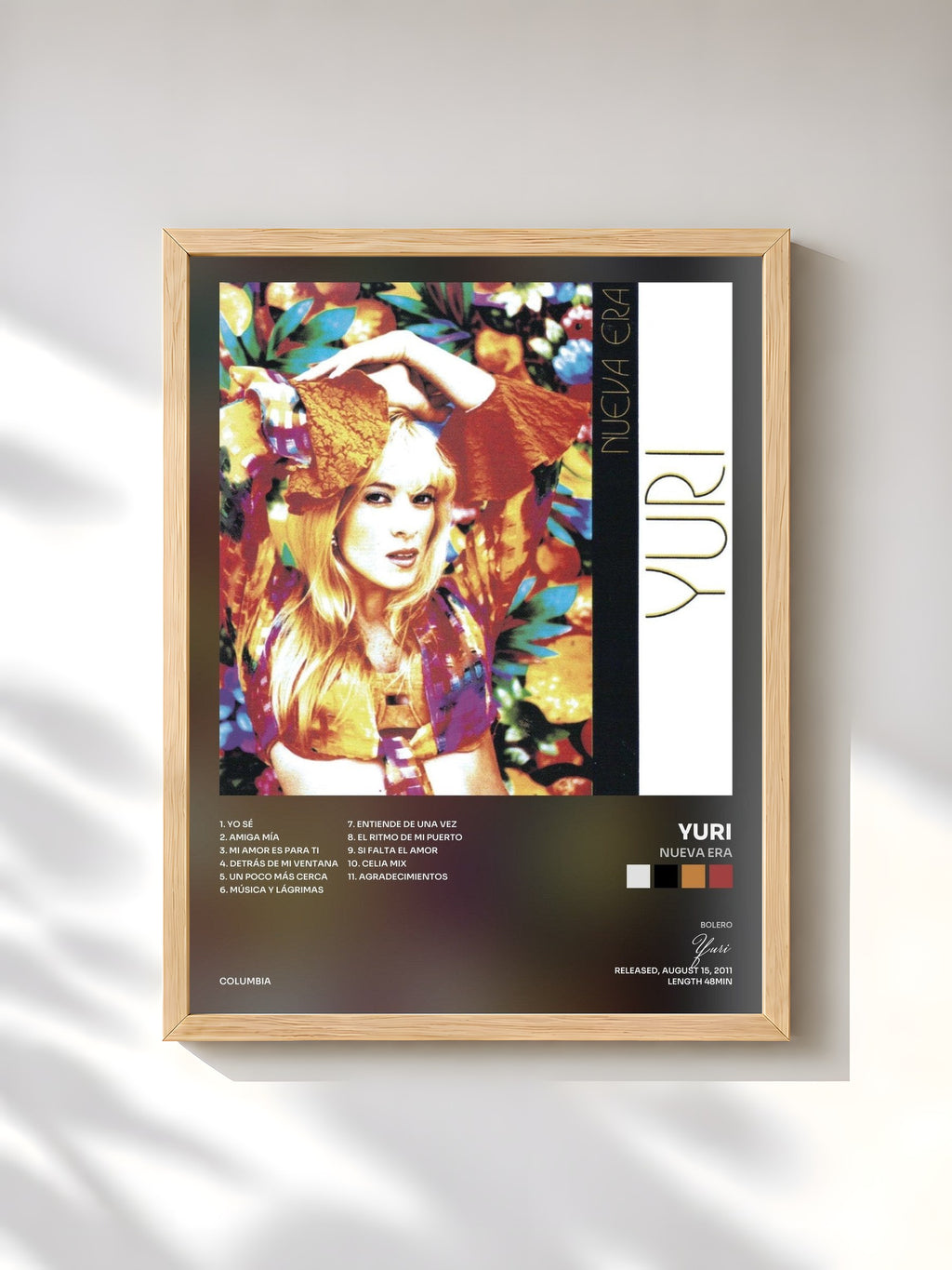 #bois Tableau de l'album NUEVA ERA de Yuri, cadre en bois brut, imprimé et encadré en France