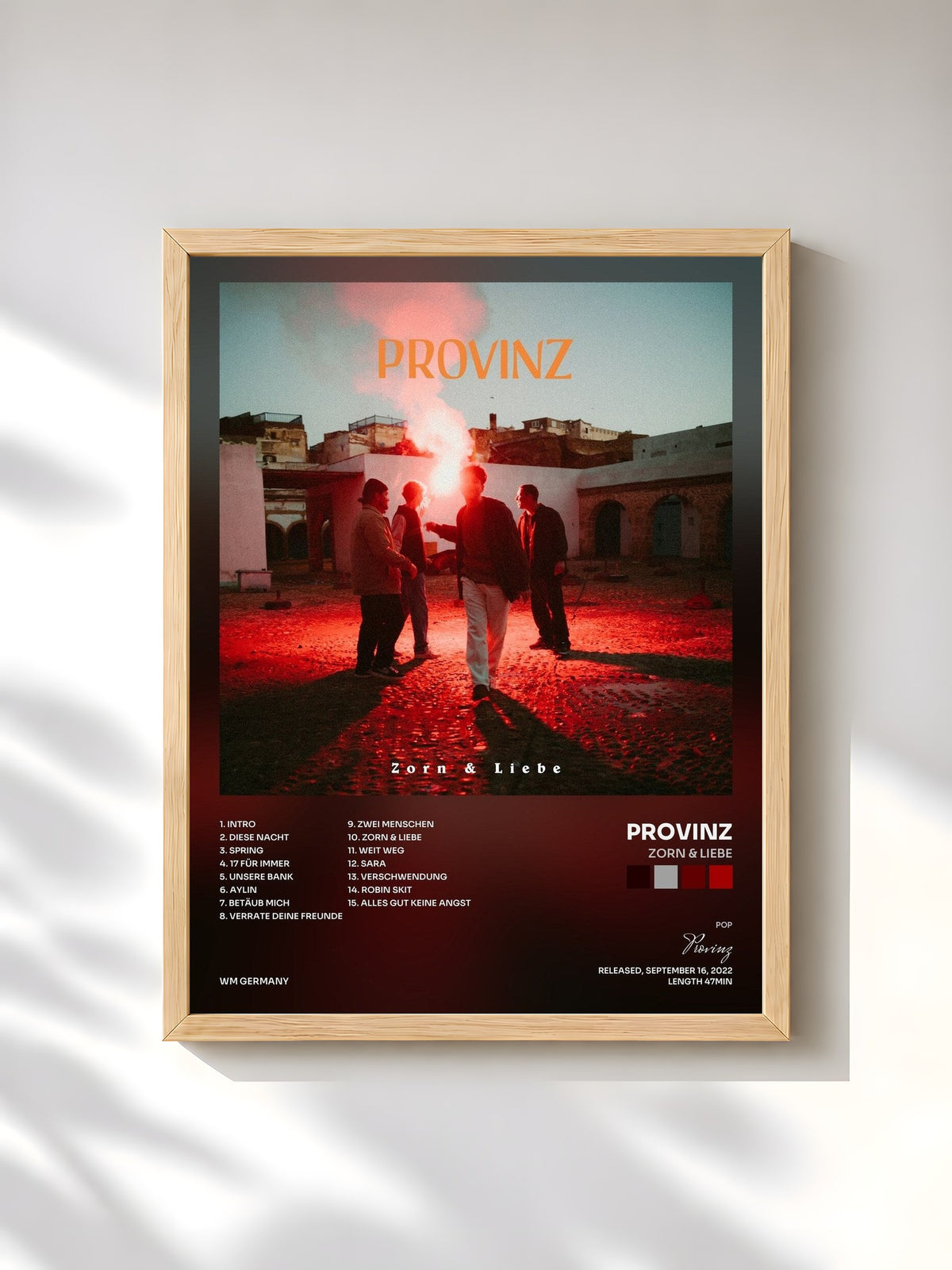 #bois Tableau de l'album Zorn & Liebe de Provinz, cadre en bois brut, imprimé et encadré en France