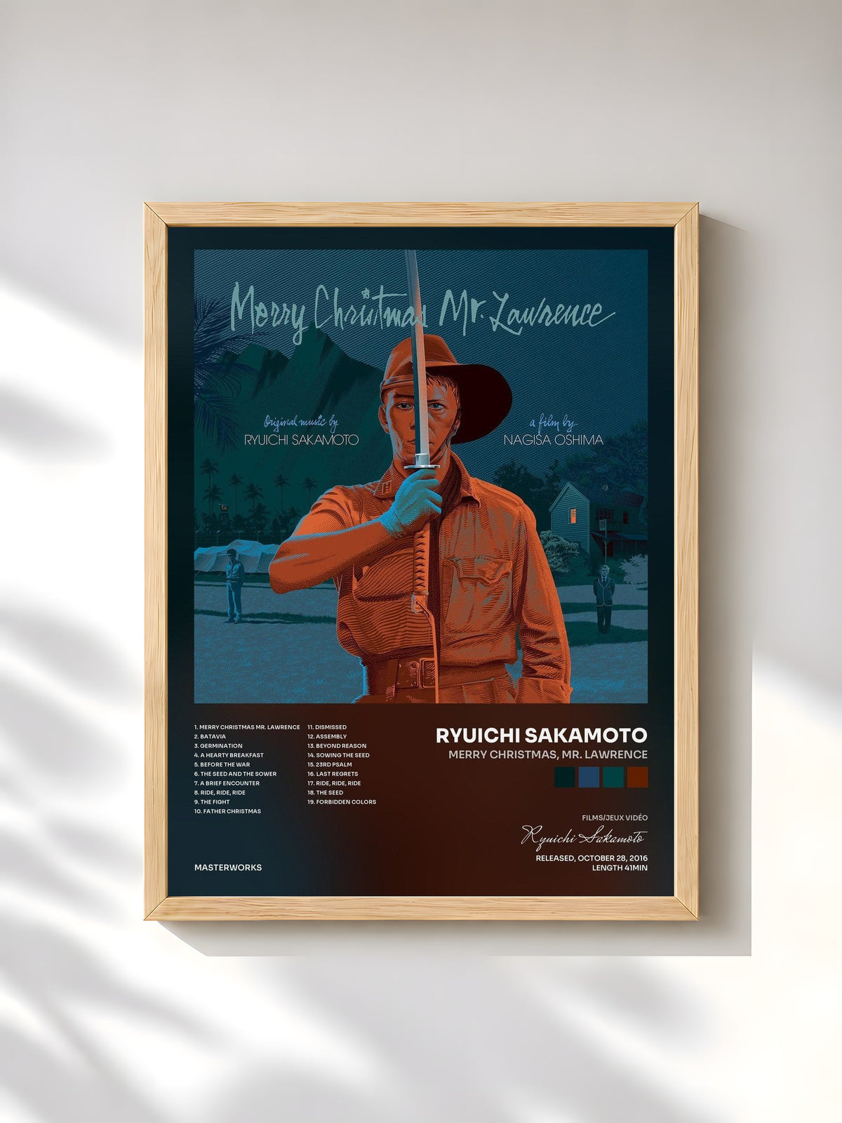 #bois Tableau de l'album Merry Christmas, Mr. Lawrence de Ryuichi Sakamoto, cadre en bois brut, imprimé et encadré en France