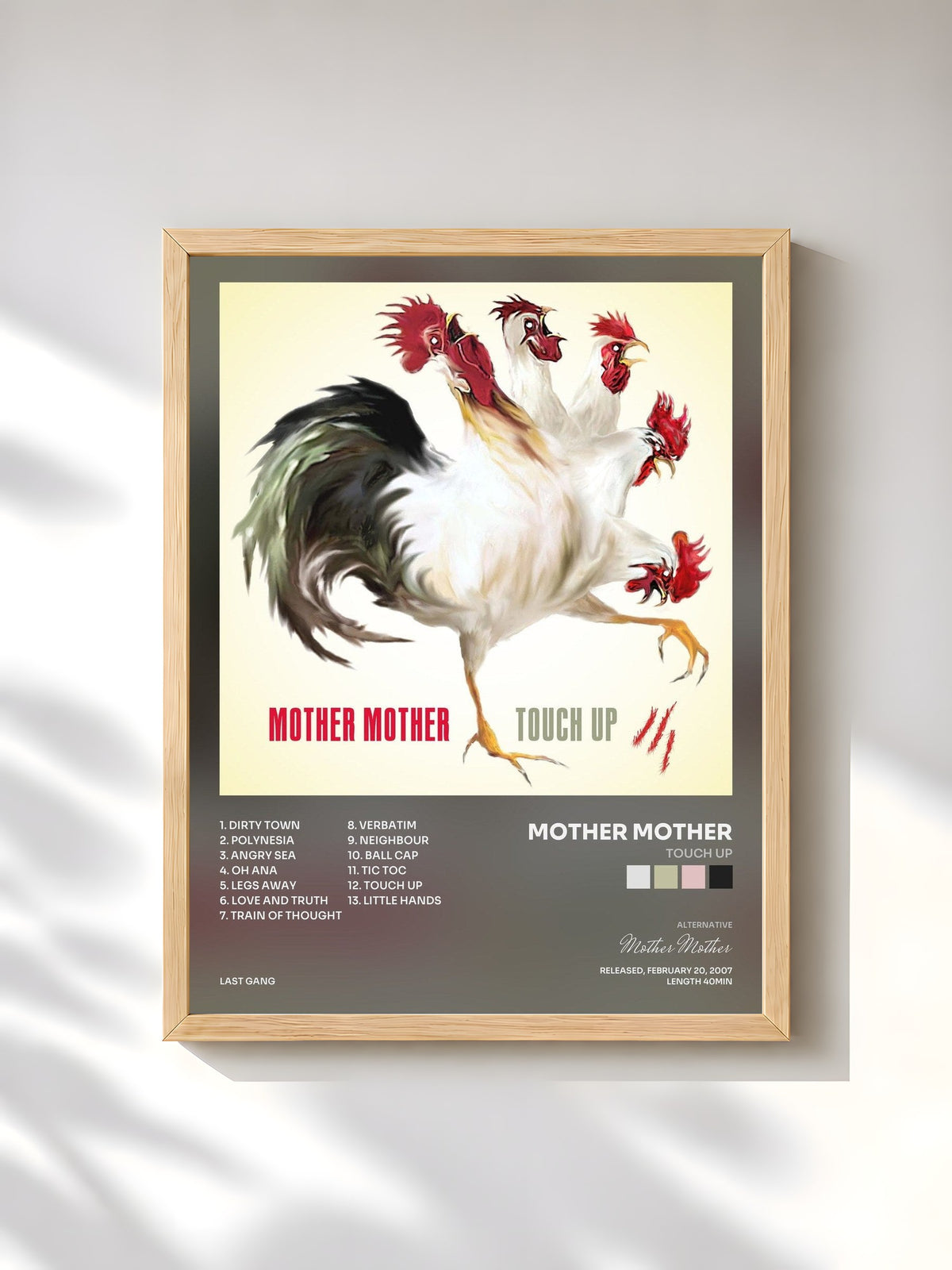 #bois Tableau de l'album Touch Up de Mother Mother, cadre en bois brut, imprimé et encadré en France