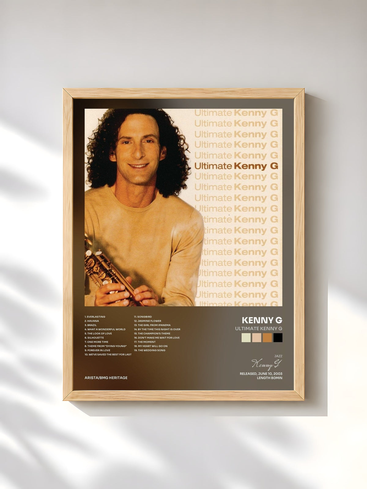 #bois Tableau de l'album Ultimate Kenny G de Kenny G, cadre en bois brut, imprimé et encadré en France