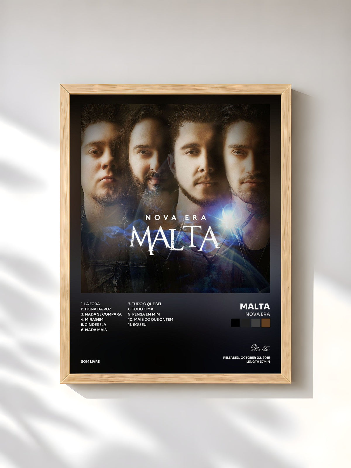#bois Tableau de l'album Nova Era de Malta, cadre en bois brut, imprimé et encadré en France