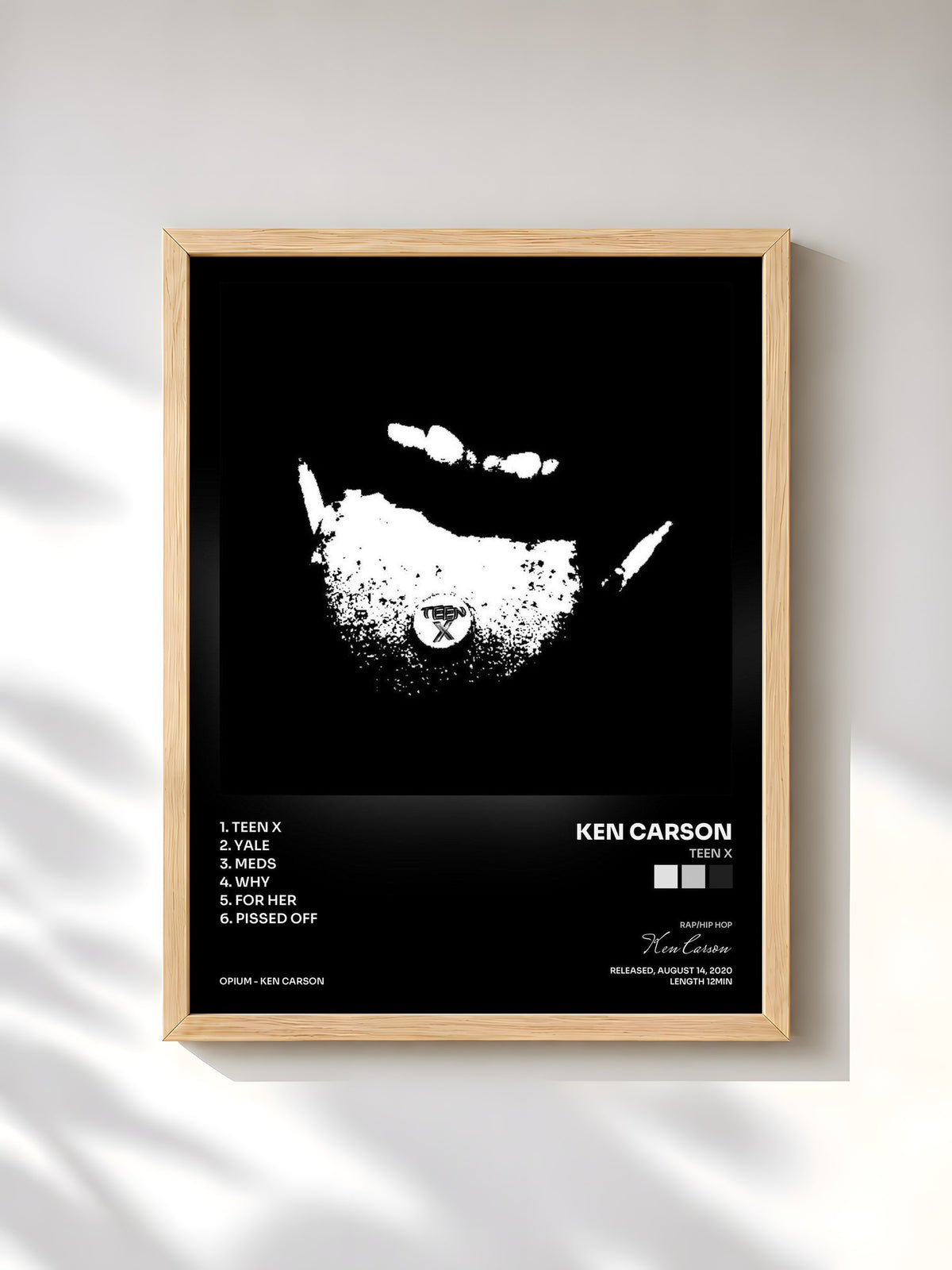 #bois Tableau de l'album Teen X de Ken Carson, cadre en bois brut, imprimé et encadré en France