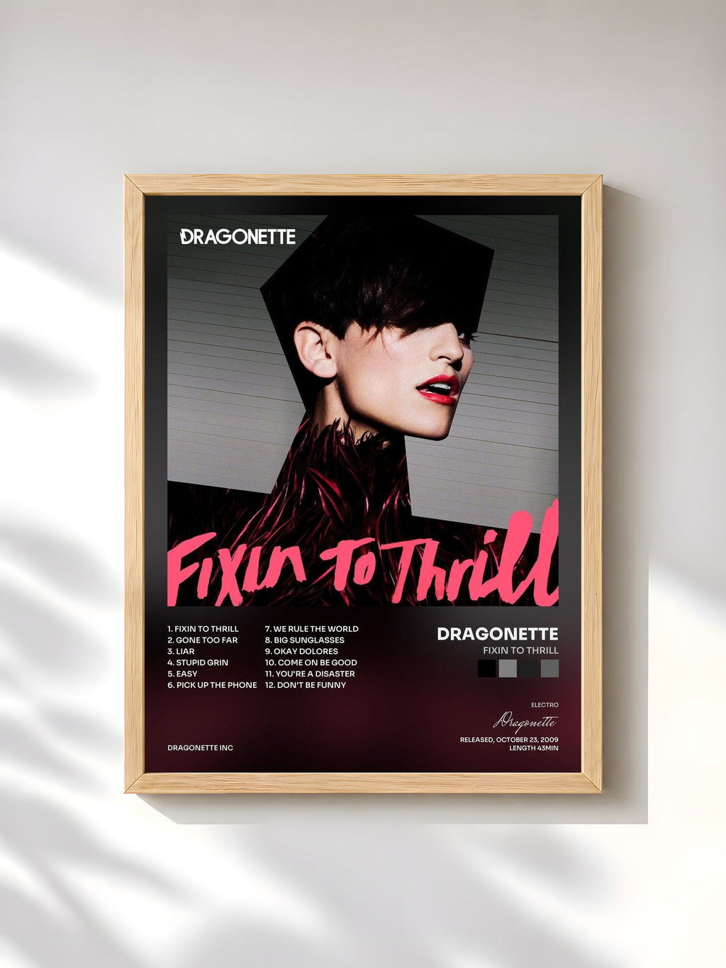 #bois Tableau de l'album Fixin to Thrill de Dragonette, cadre en bois brut, imprimé et encadré en France