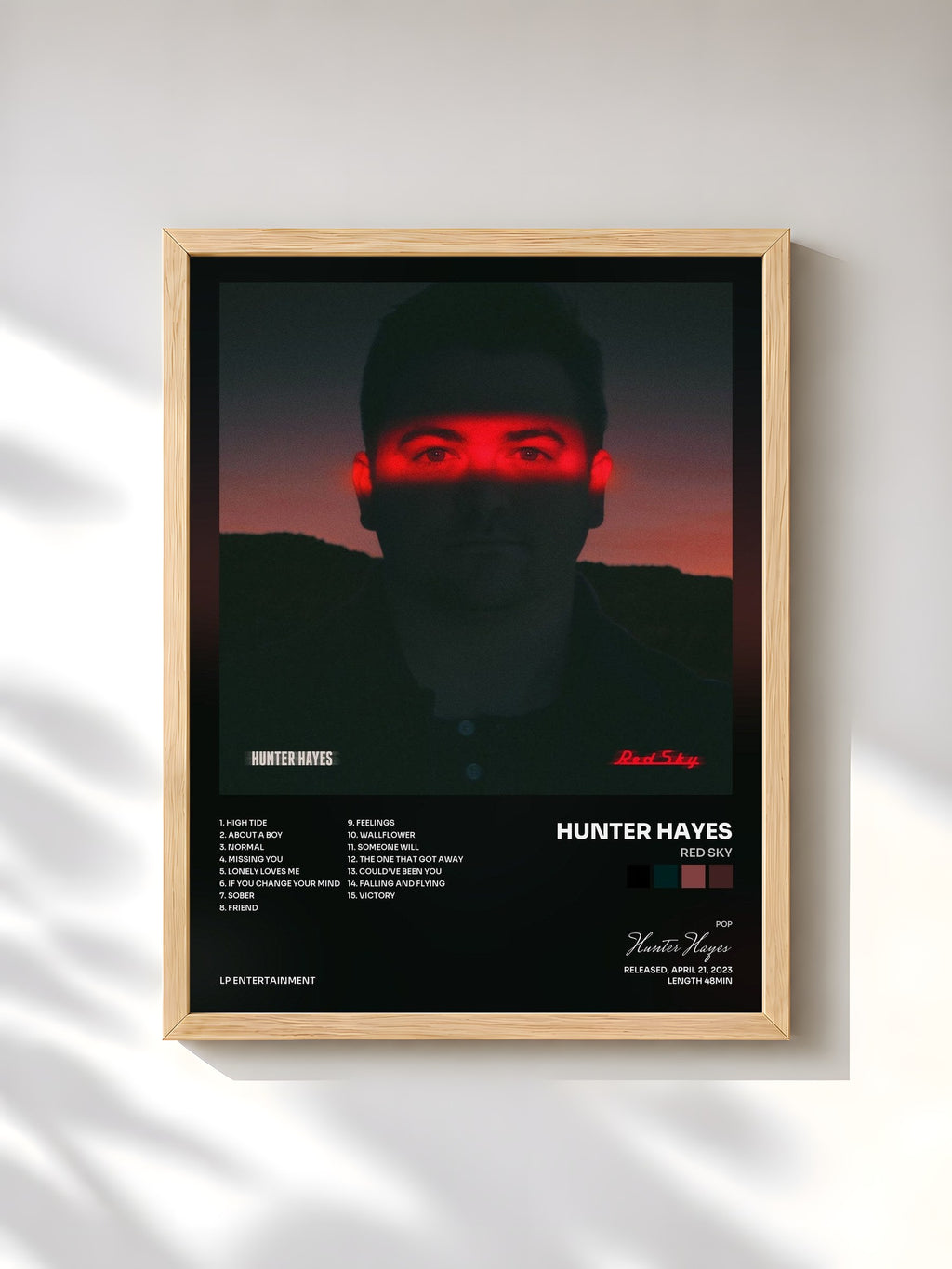 #bois Tableau de l'album Red Sky de Hunter Hayes, cadre en bois brut, imprimé et encadré en France