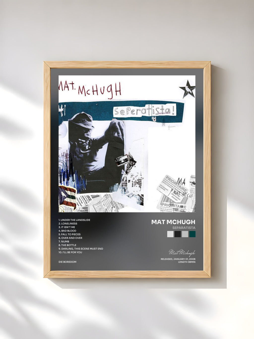 #bois Tableau de l'album Separatista de Mat Mchugh, cadre en bois brut, imprimé et encadré en France