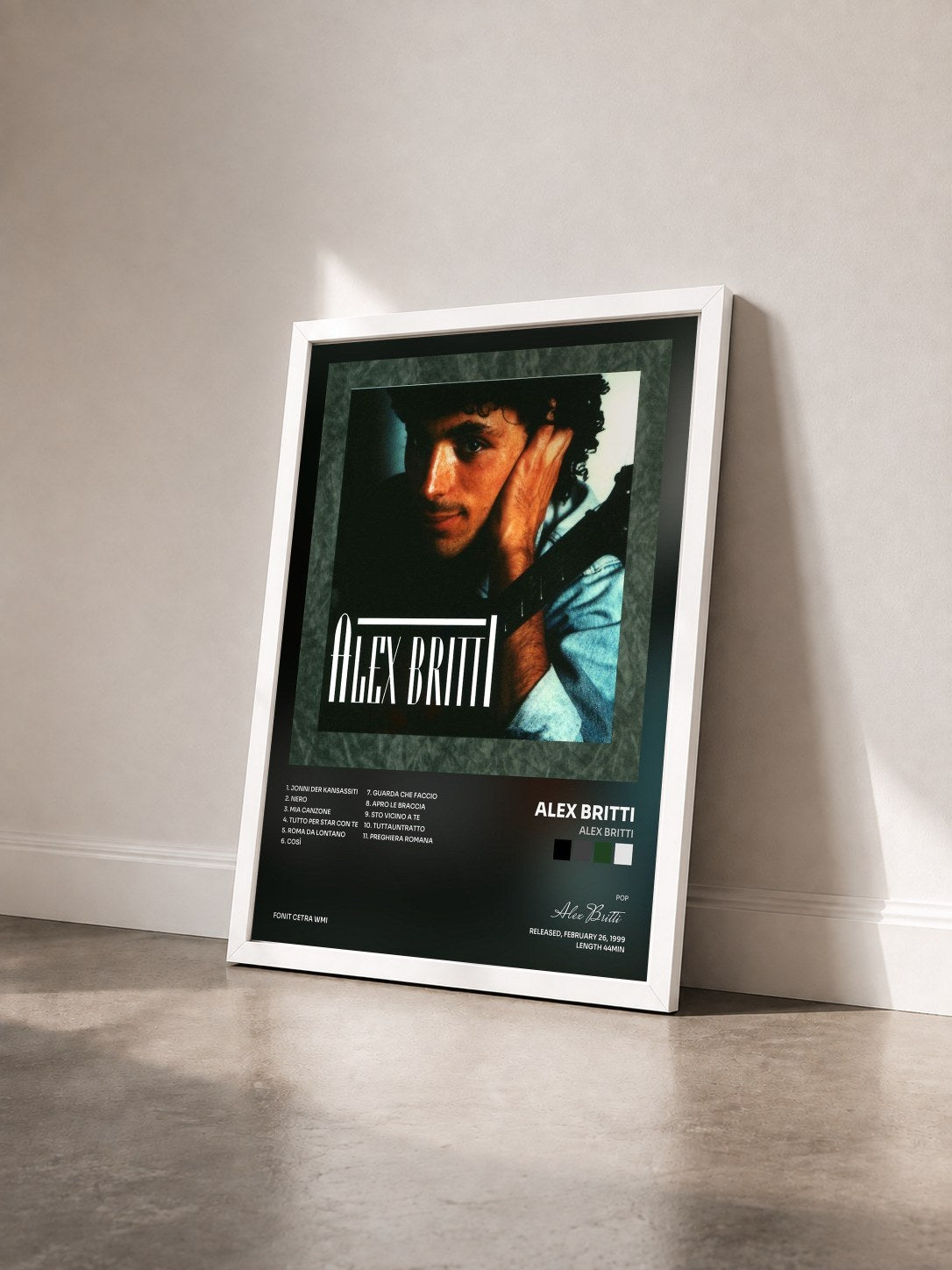 #blanc Tableau de l'album ALEX BRITTI de Alex Britti vu de trois quarts, cadre blanc