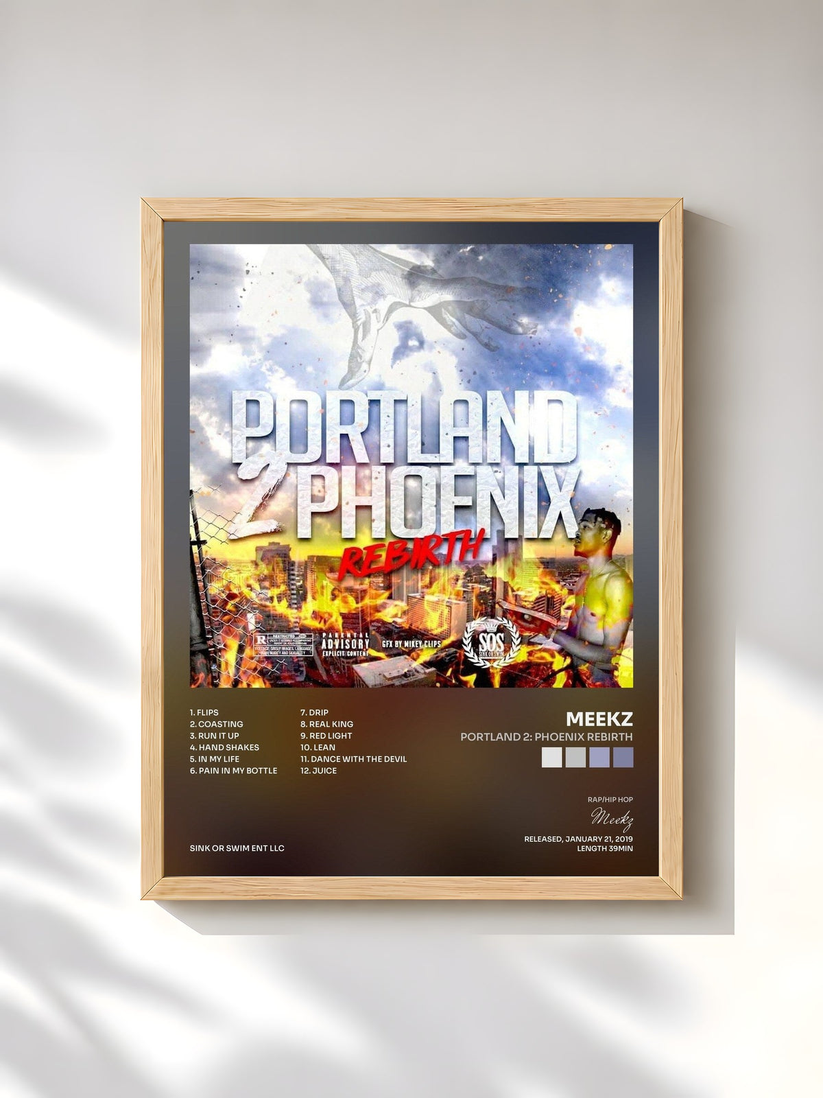 #bois Tableau de l'album Portland 2: Phoenix Rebirth de Meekz, cadre en bois brut, imprimé et encadré en France