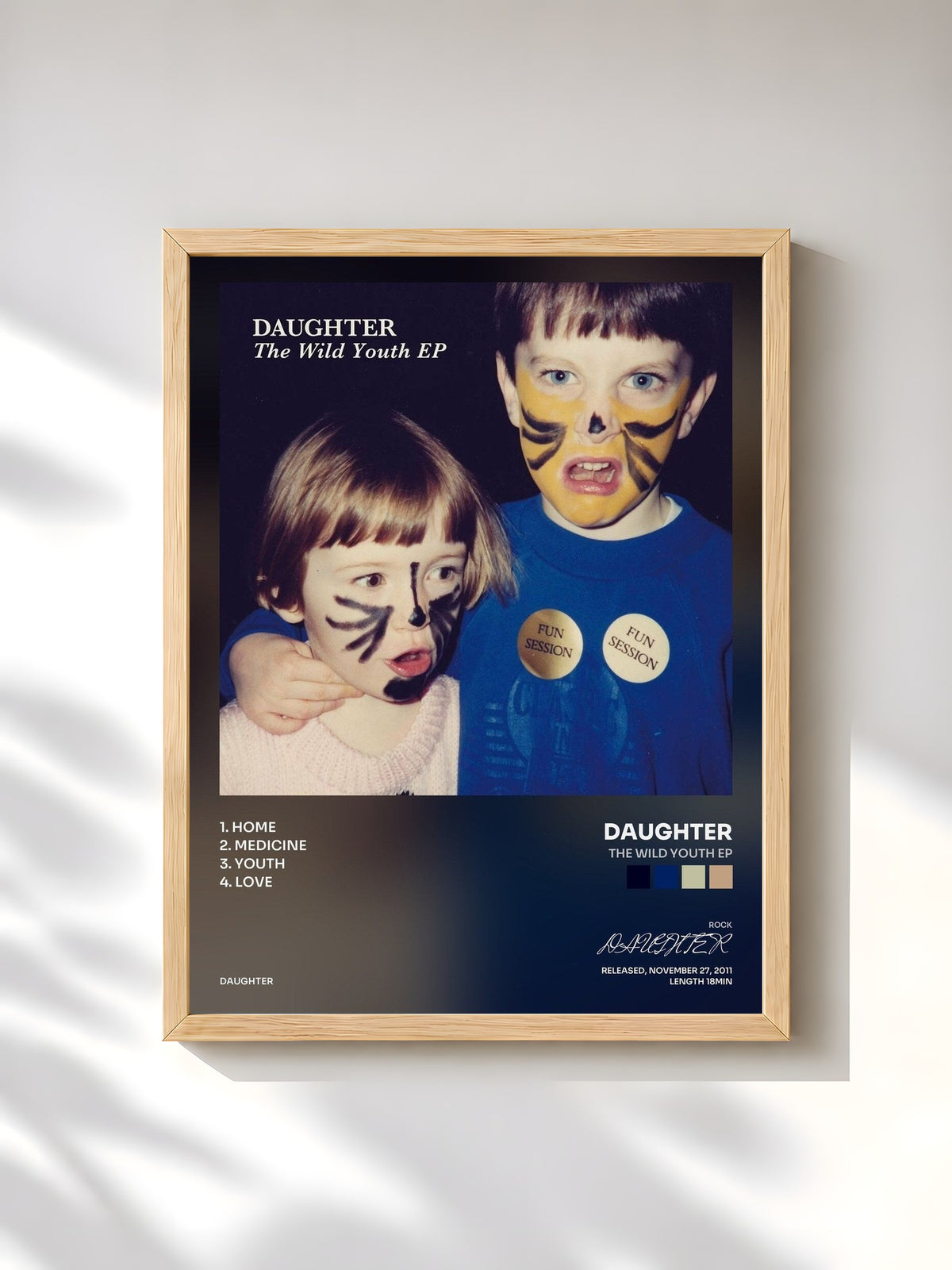 #bois Tableau de l'album The Wild Youth EP de DAUGHTER, cadre en bois brut, imprimé et encadré en France