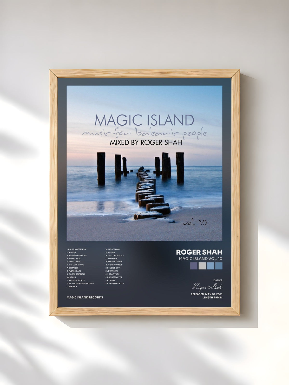 #bois Tableau de l'album Magic Island Vol. 10 de Roger Shah, cadre en bois brut, imprimé et encadré en France
