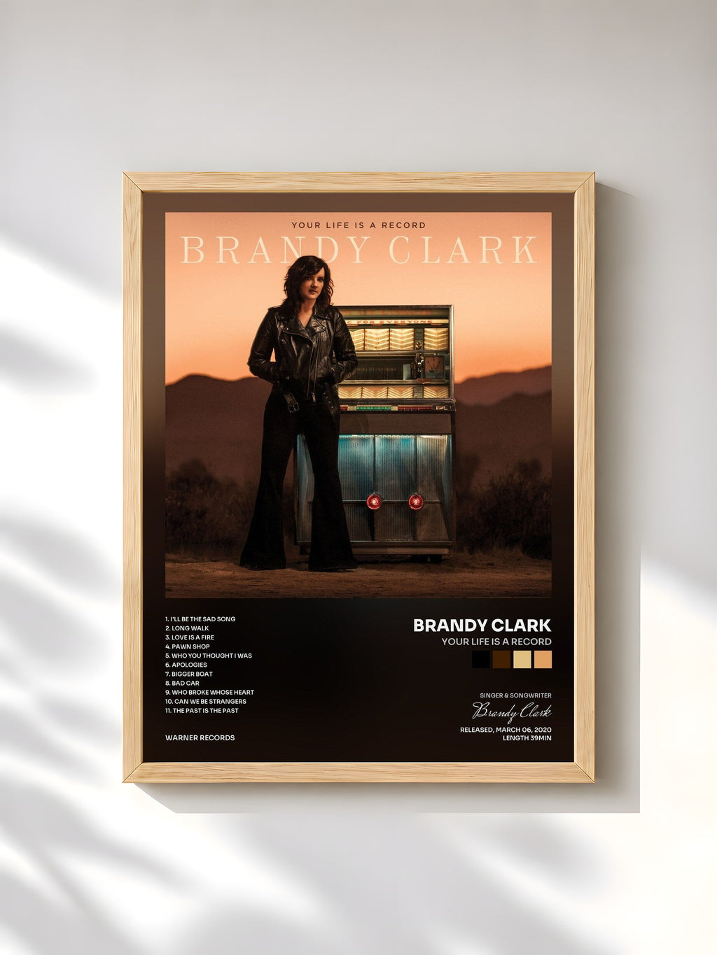 #bois Tableau de l'album Your Life Is a Record de Brandy Clark, cadre en bois brut, imprimé et encadré en France